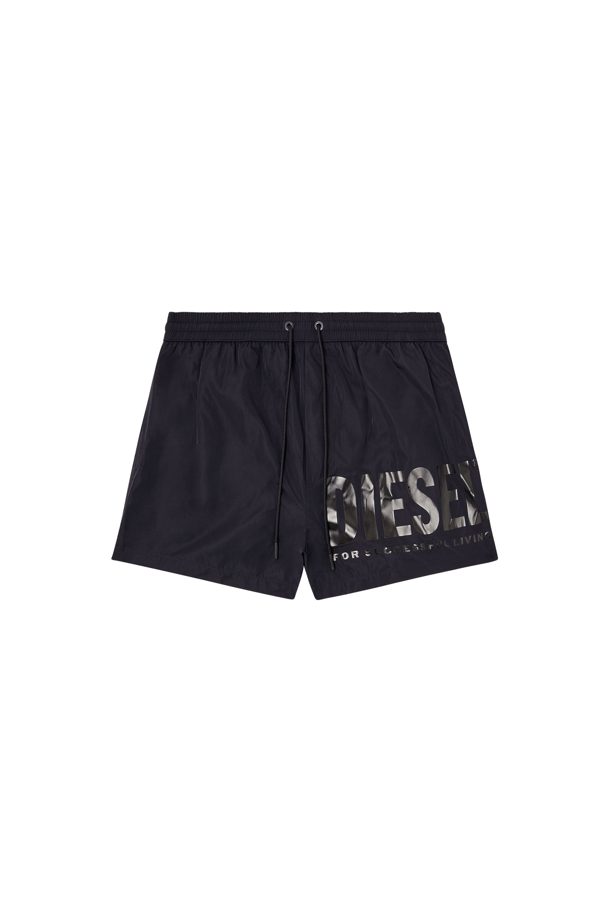 Men's Mid-length swim shorts with logo print | Black | Diesel