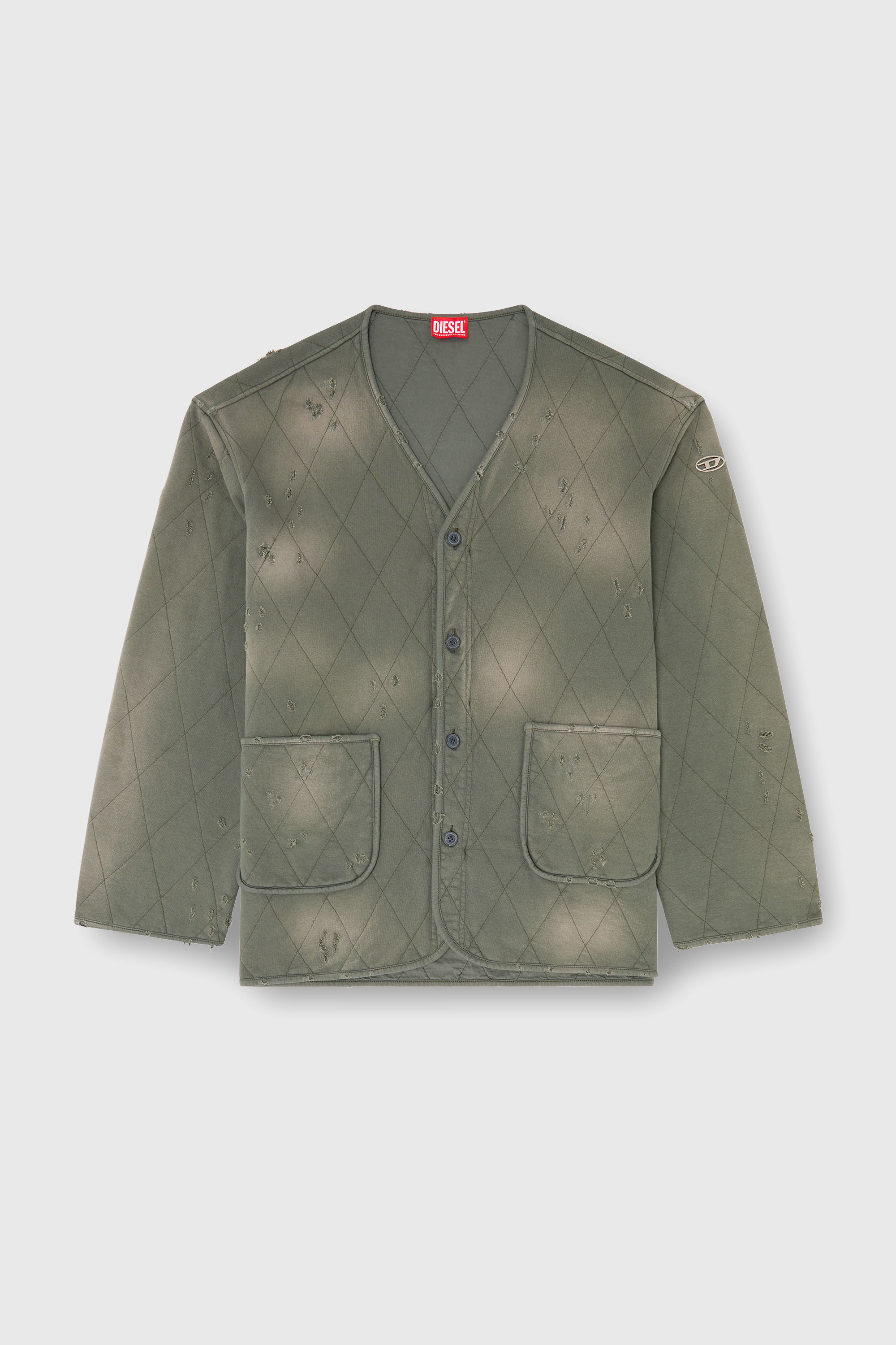Diesel - S-ABOY, Man's Distressed quilted liner jacket in Military Green - 2
