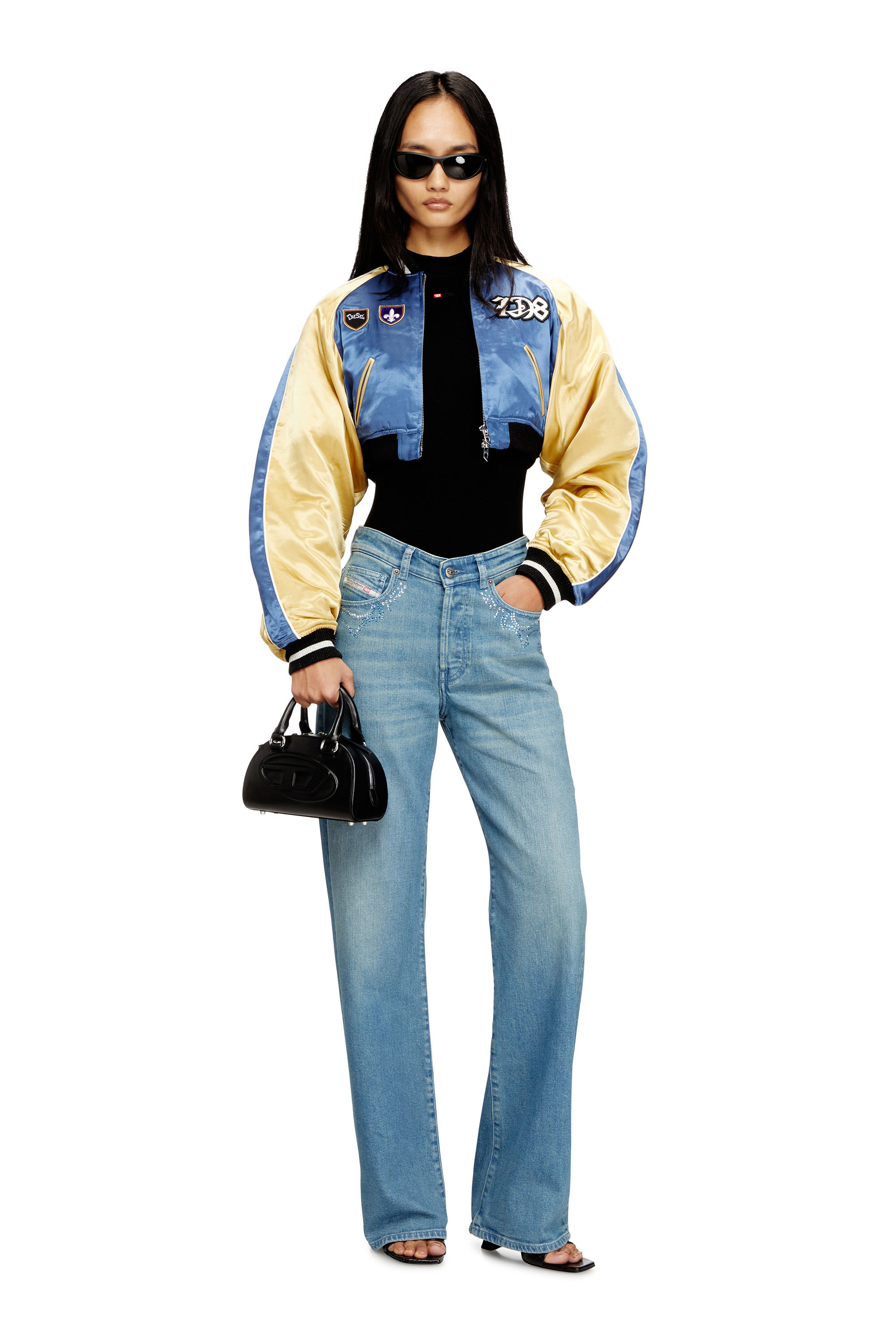 Women's Cropped satin souvenir jacket | Multicolor | Diesel