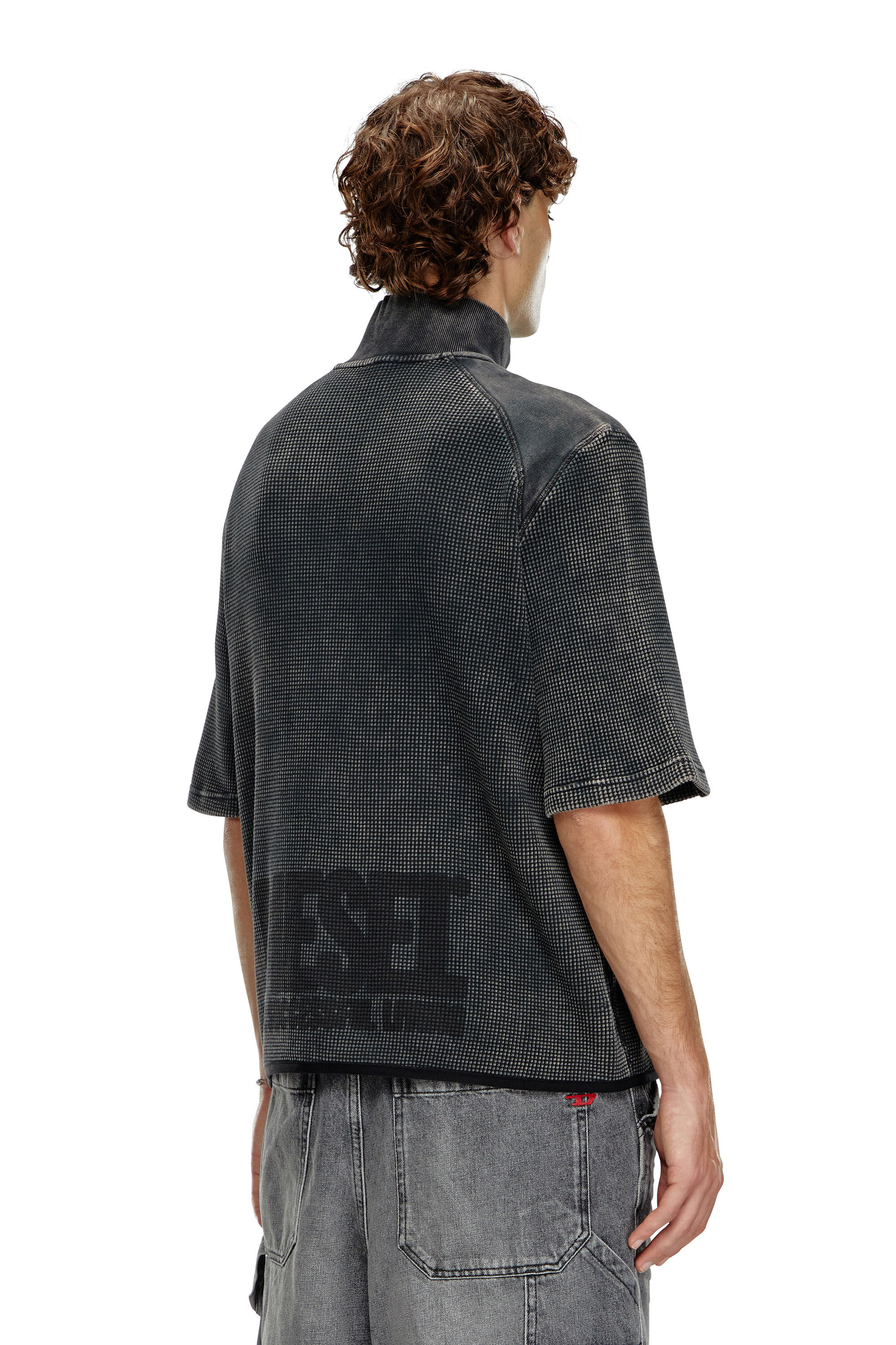 Diesel - S-WAFCOOL, Male's Short-sleeve waffle-knit sweatshirt in Black - 4