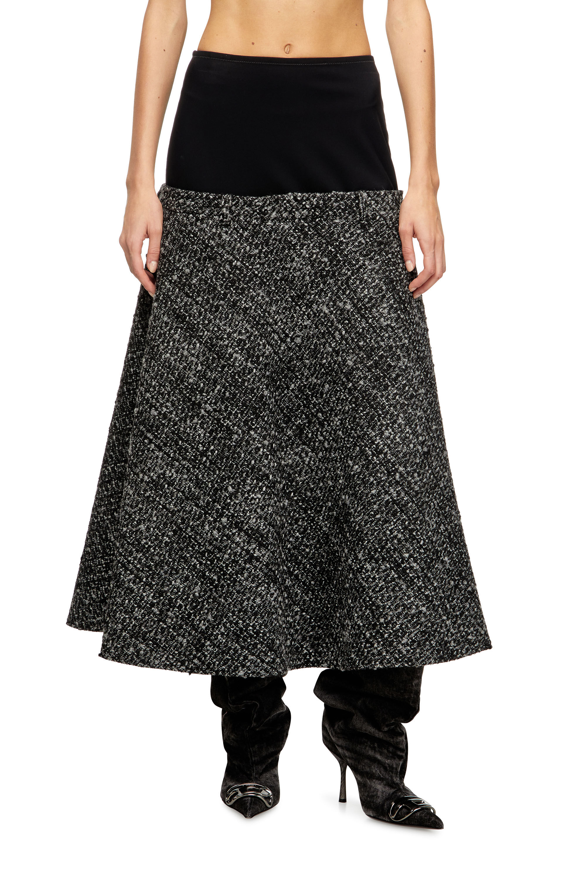 Diesel - O-GRACE, Female's Bouclé skirt with stretch waist in Black - 3