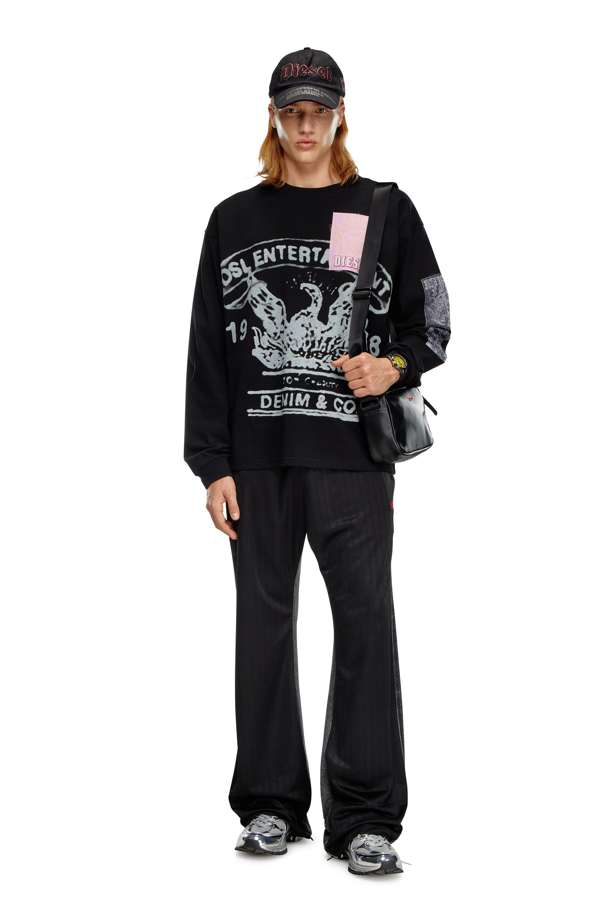 Diesel - P-ZAMP-VET, Pantalon de survêtement en triacétate et denim Homme in Noir - 1