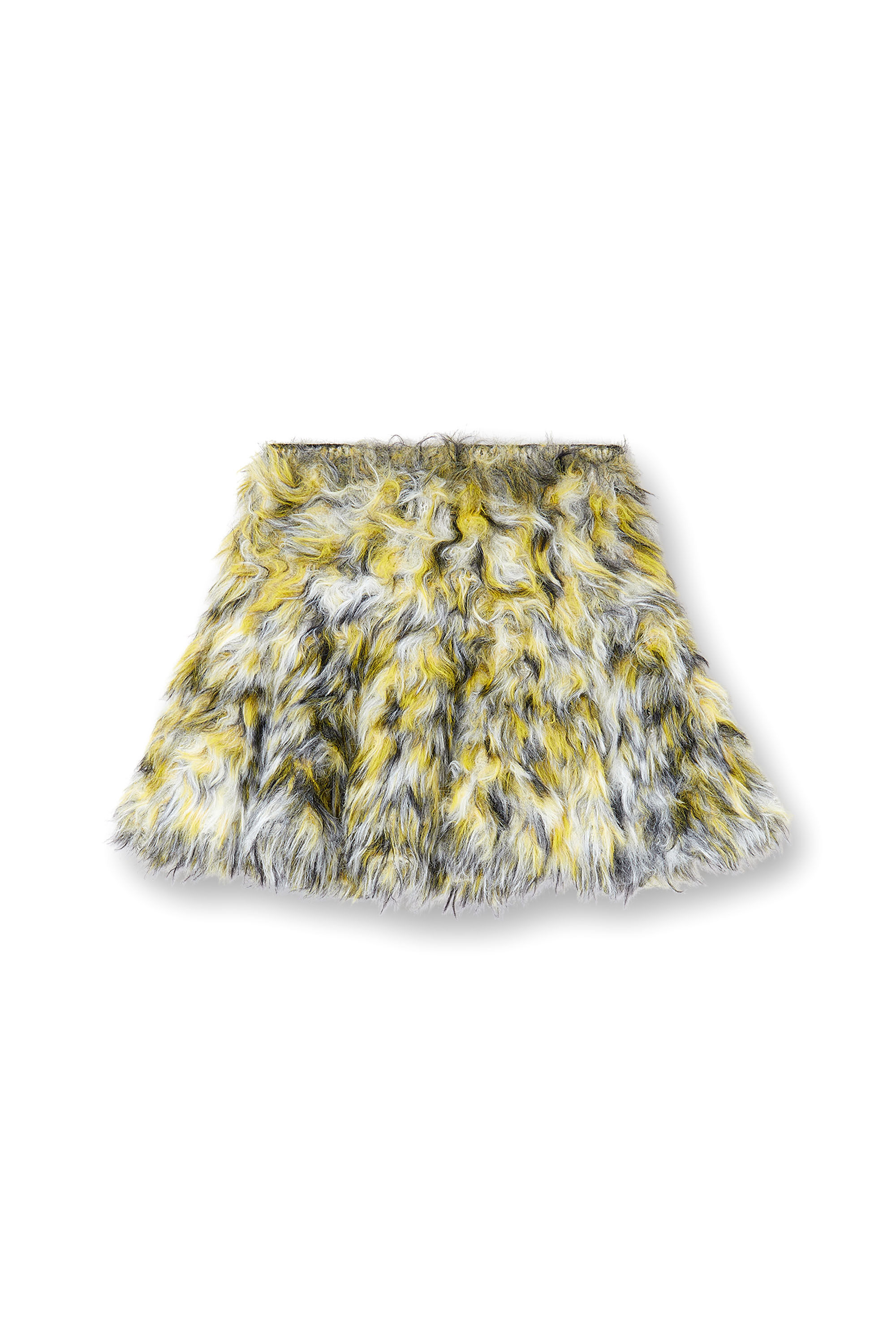 Diesel - M-ASTRELLA, Female's Mini skirt in fluffy jacquard knit in Black/Yellow - 2