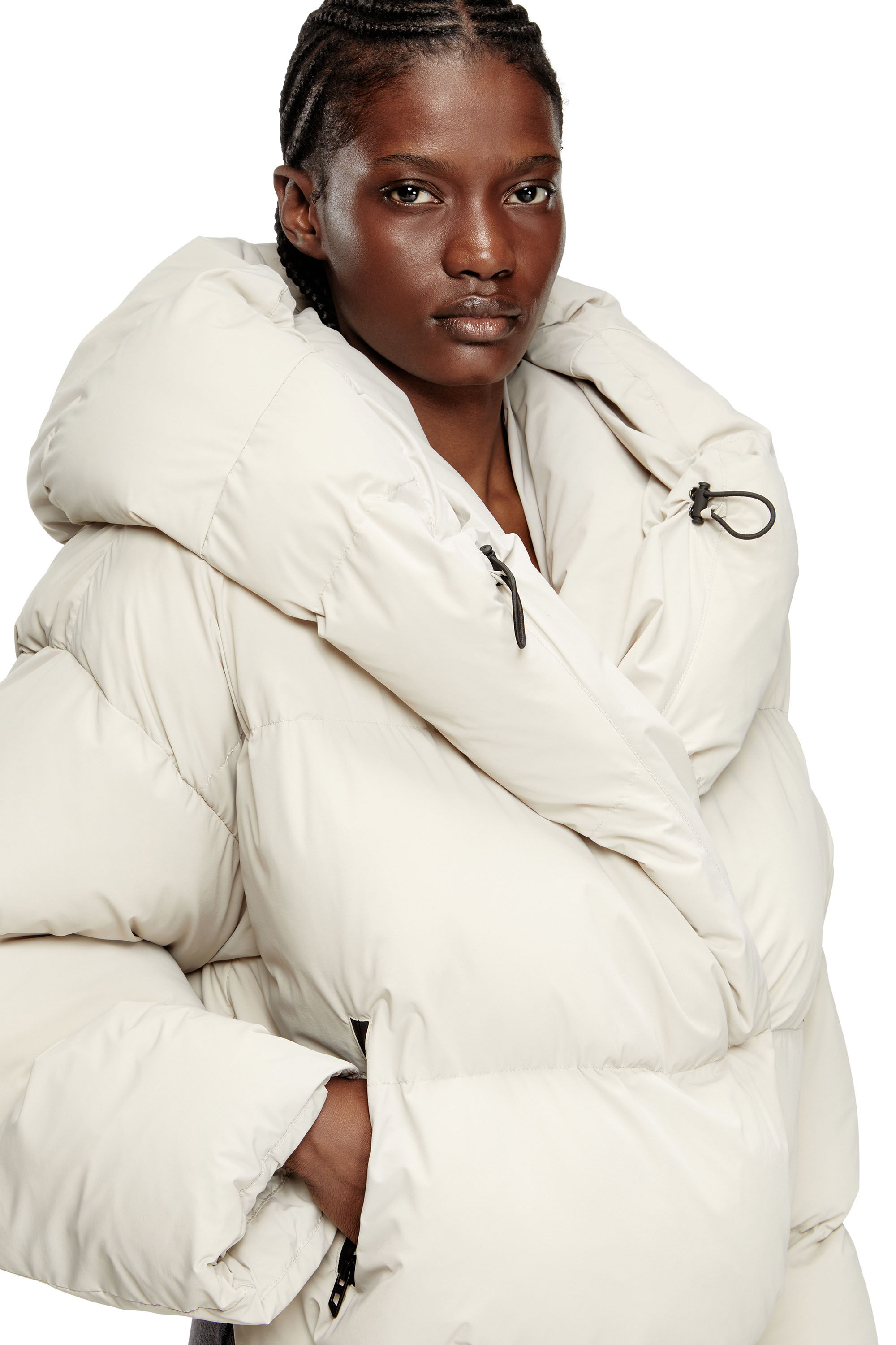 Diesel - W-ILEY-T1, Female's Wrap puffer in bi-stretch nylon in Beige - 4