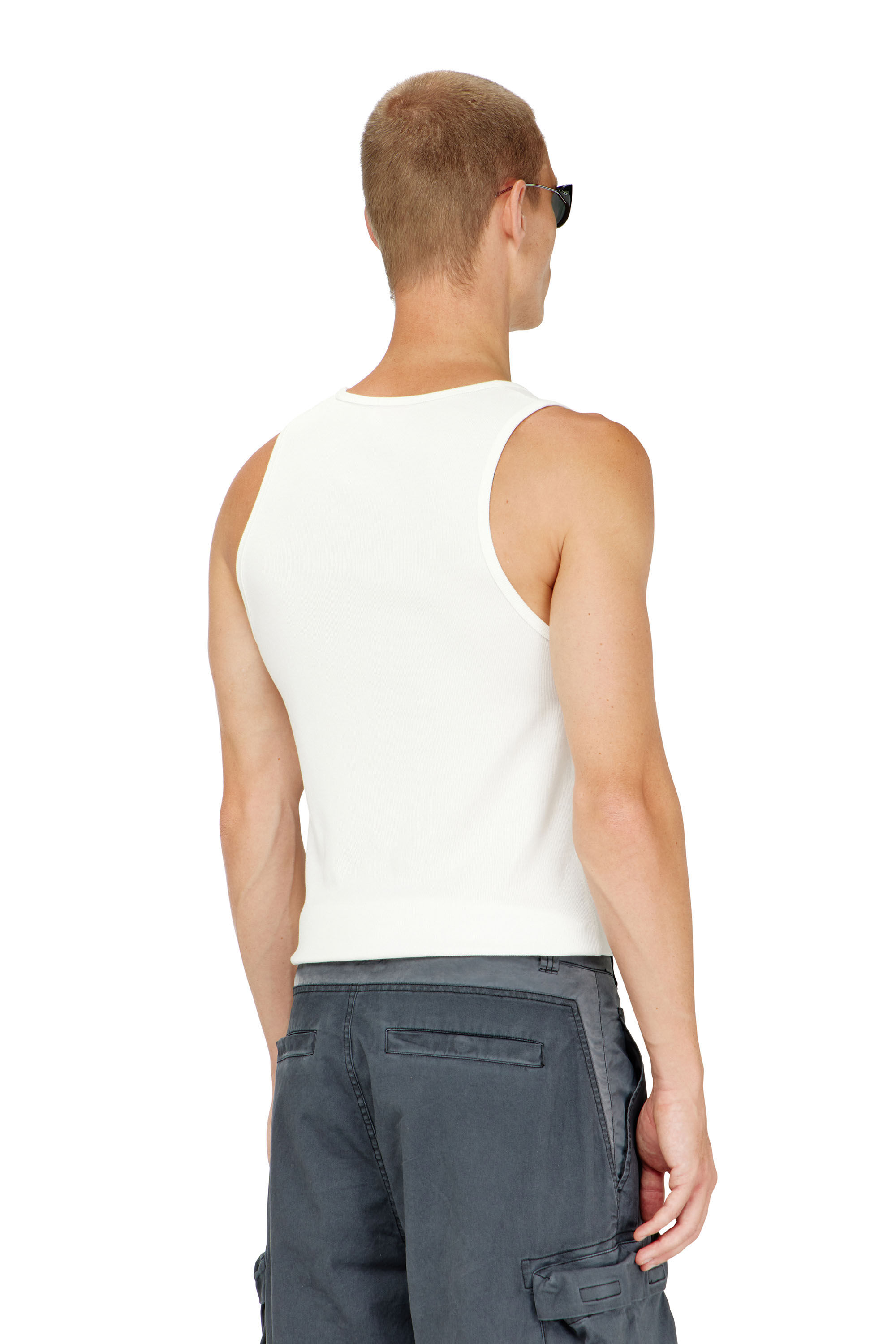 Men's Cotton tank top with logo | White | Diesel US