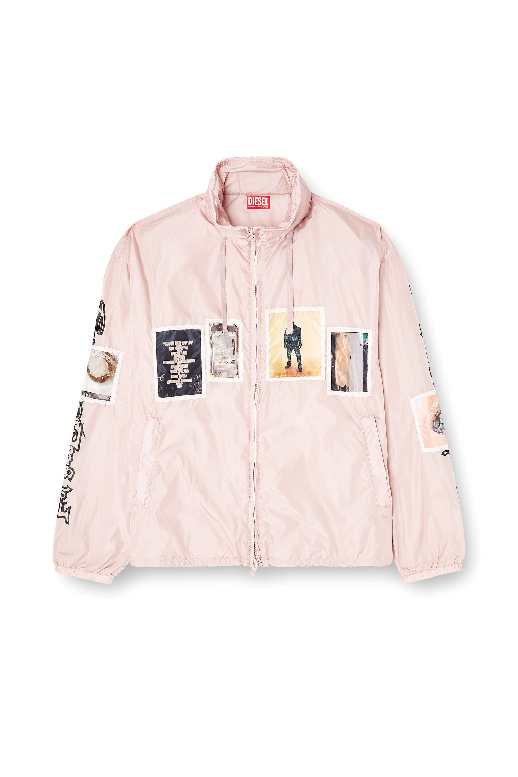 Men's Windbreaker with graphic patches | Pink | Diesel