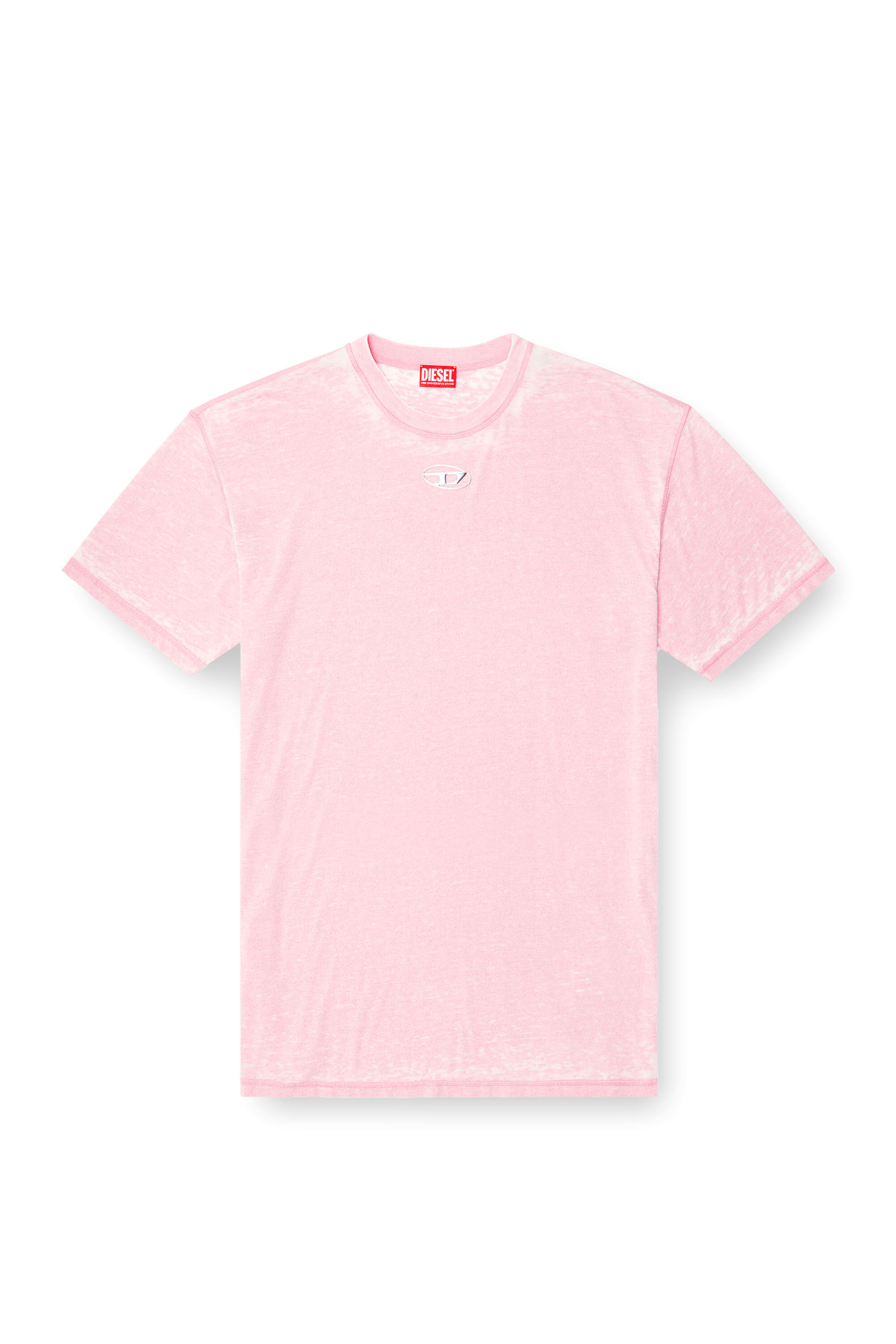 Diesel - T-BOXT-PAK, T-shirt burnout avec logo aspect métal Homme in Rose - 2
