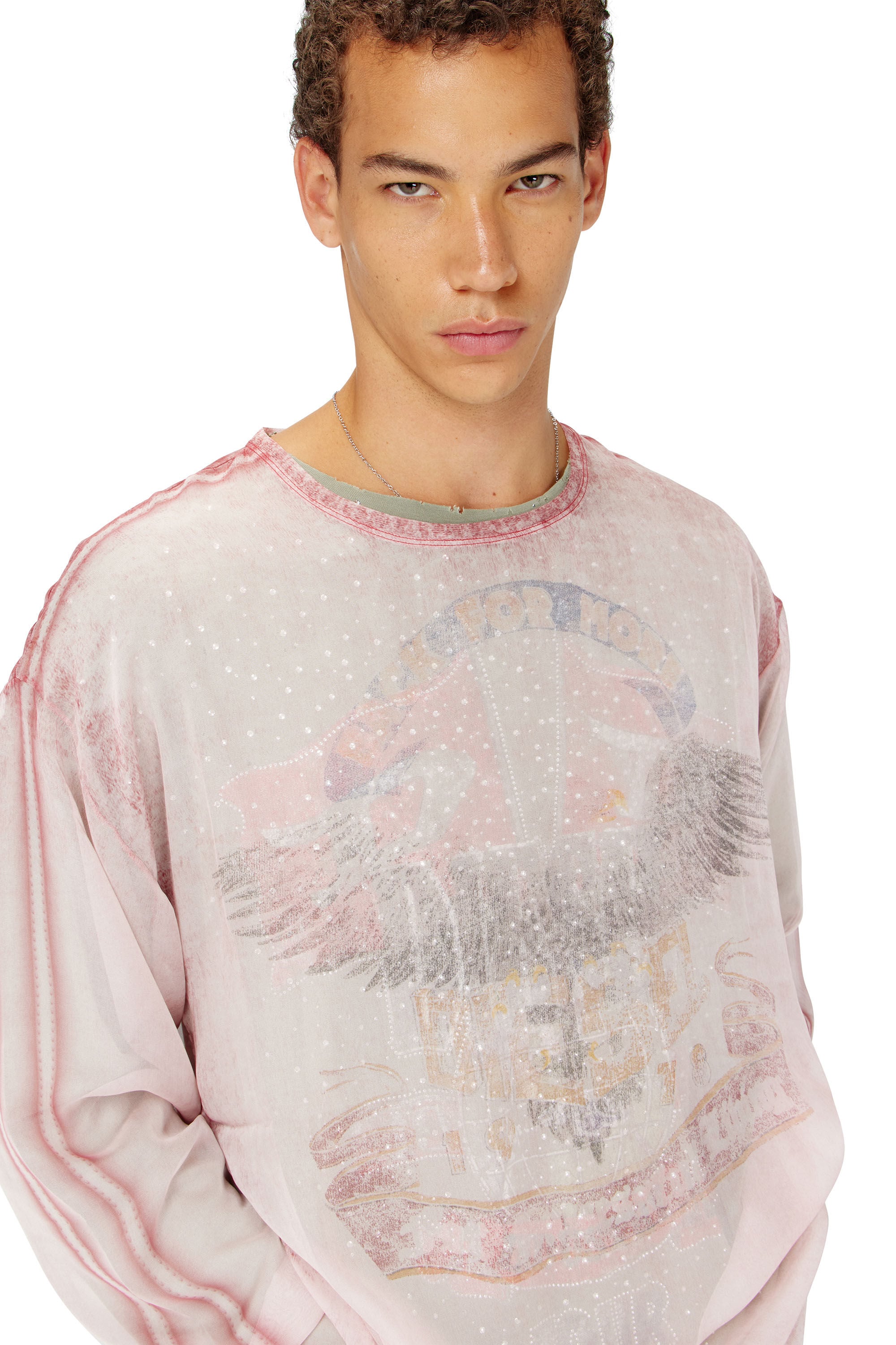 Diesel - T-DOUBLEX-LS, Man's Sheer chiffon top with concert graphics in null - 4