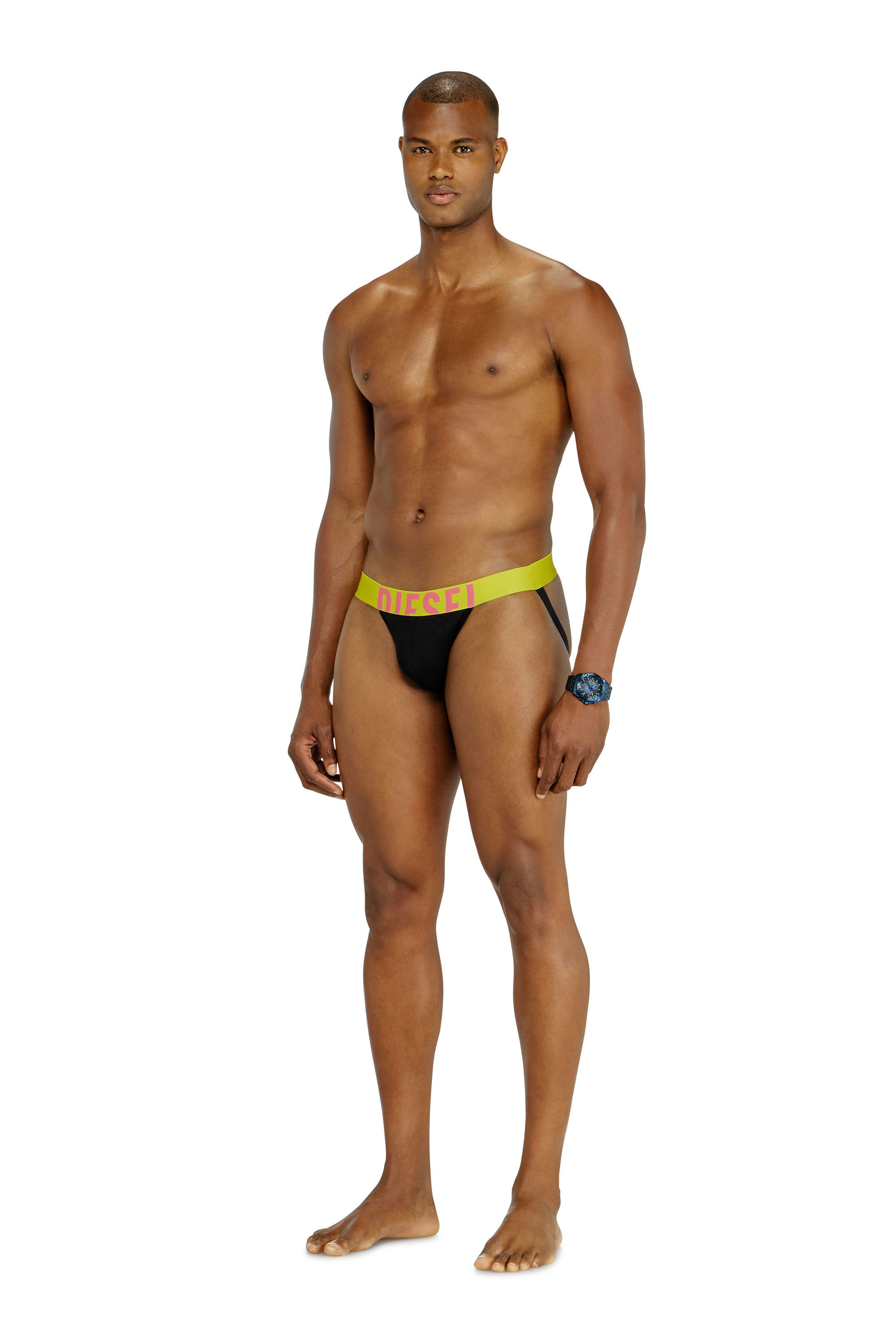 Diesel - JOCKY-D-POP-3PACK, Male's 3-pack jockstraps with contrast waistband in Black/Green - 2