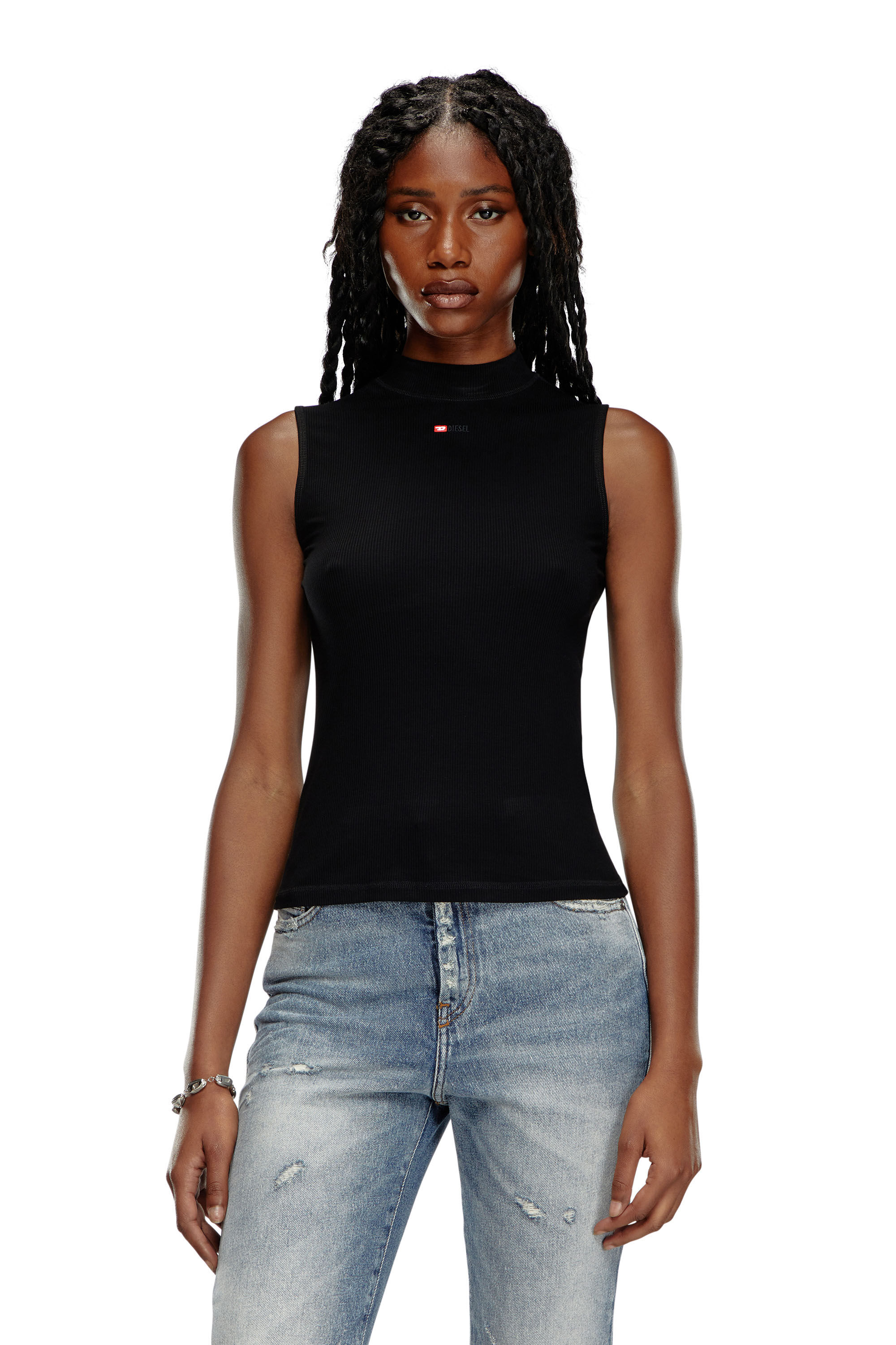 Women's Ribbed tank top with mock neck | Black | Diesel
