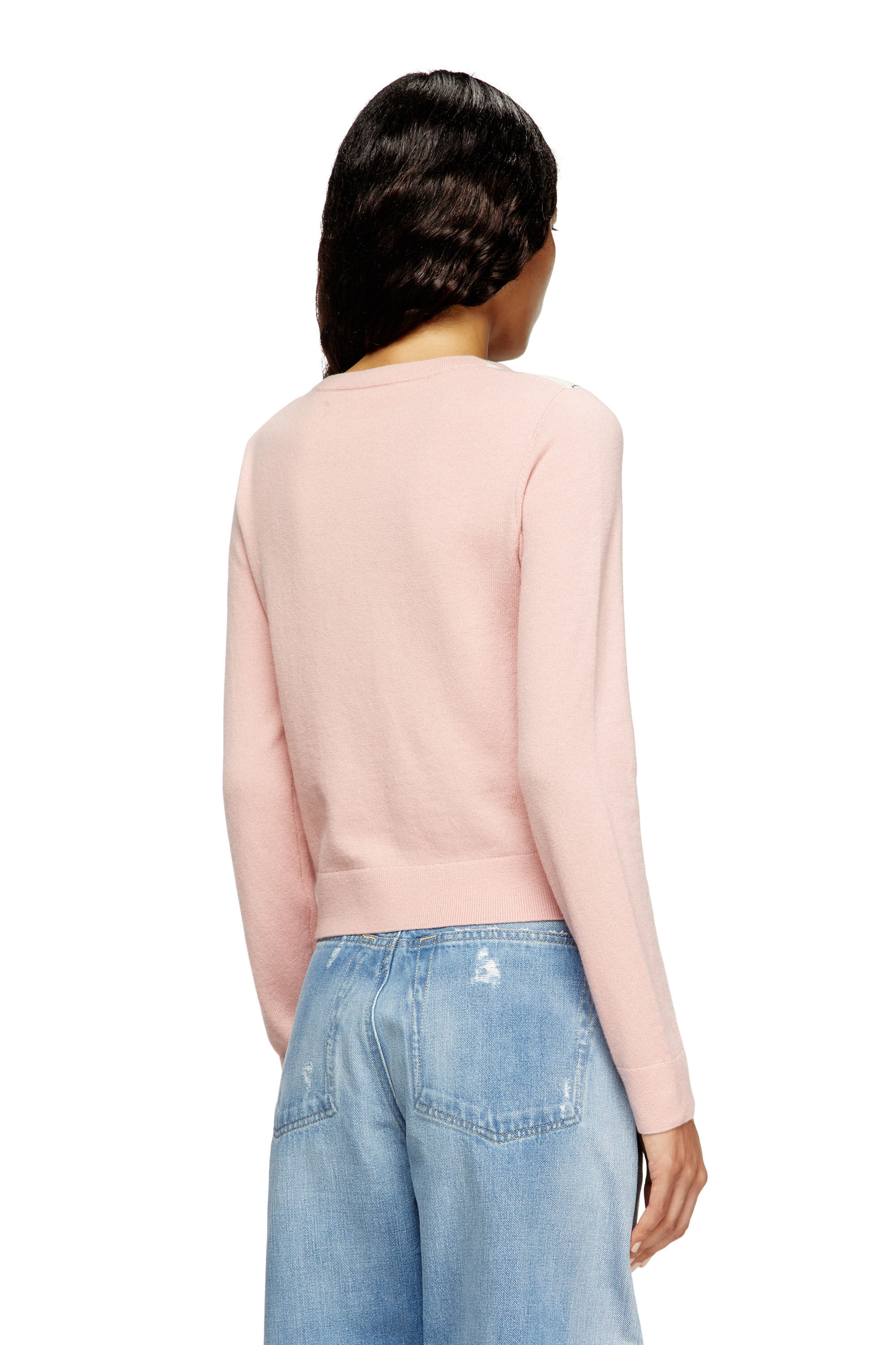 Diesel - M-ROMKO-LS, Female's Cut-out jumper in argyle wool in Pink - 4