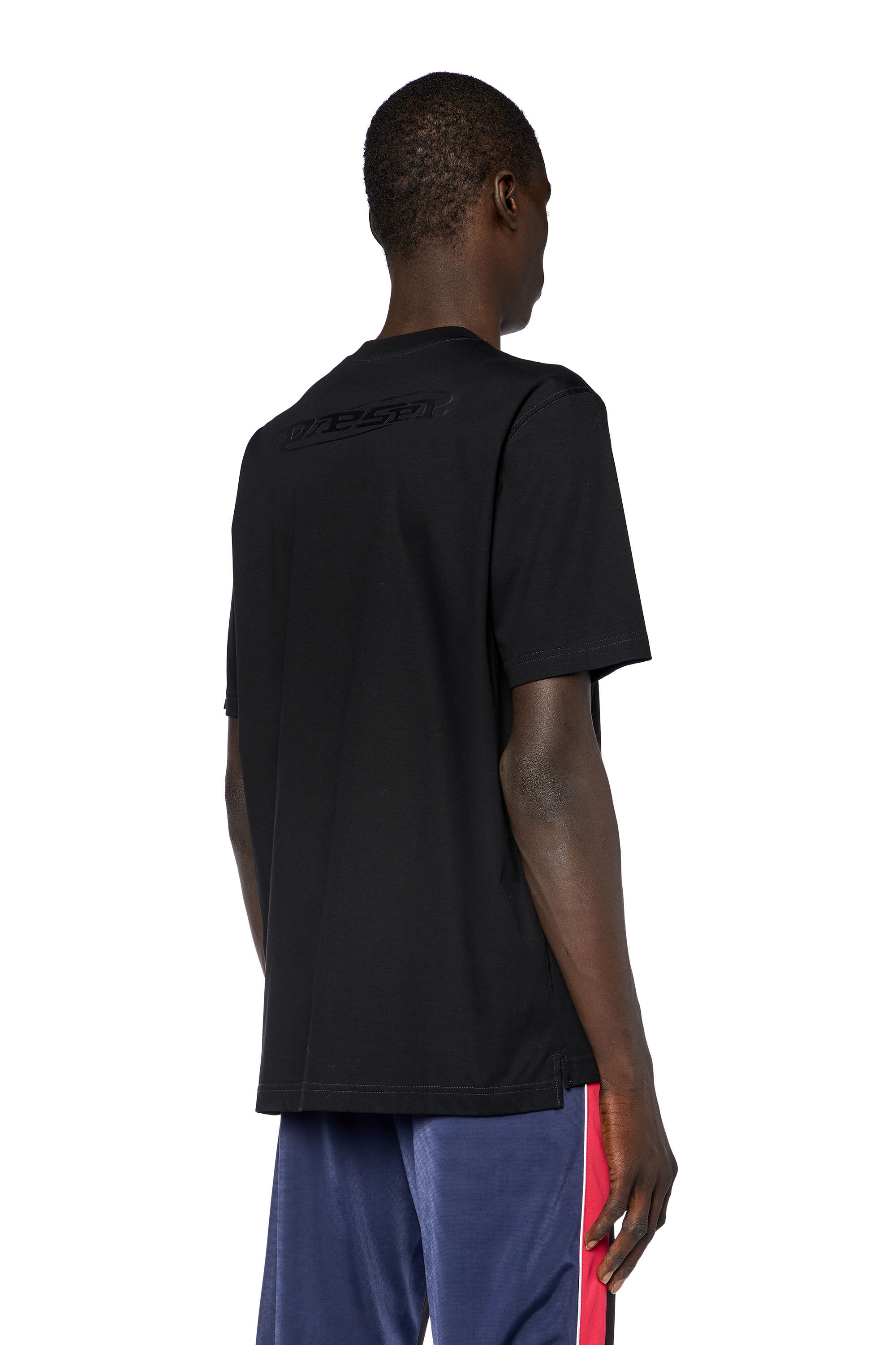 Diesel - T-MUST-SLITS-N, T-shirt en coton mercerisé avec logo imprimé Homme in Noir - 5