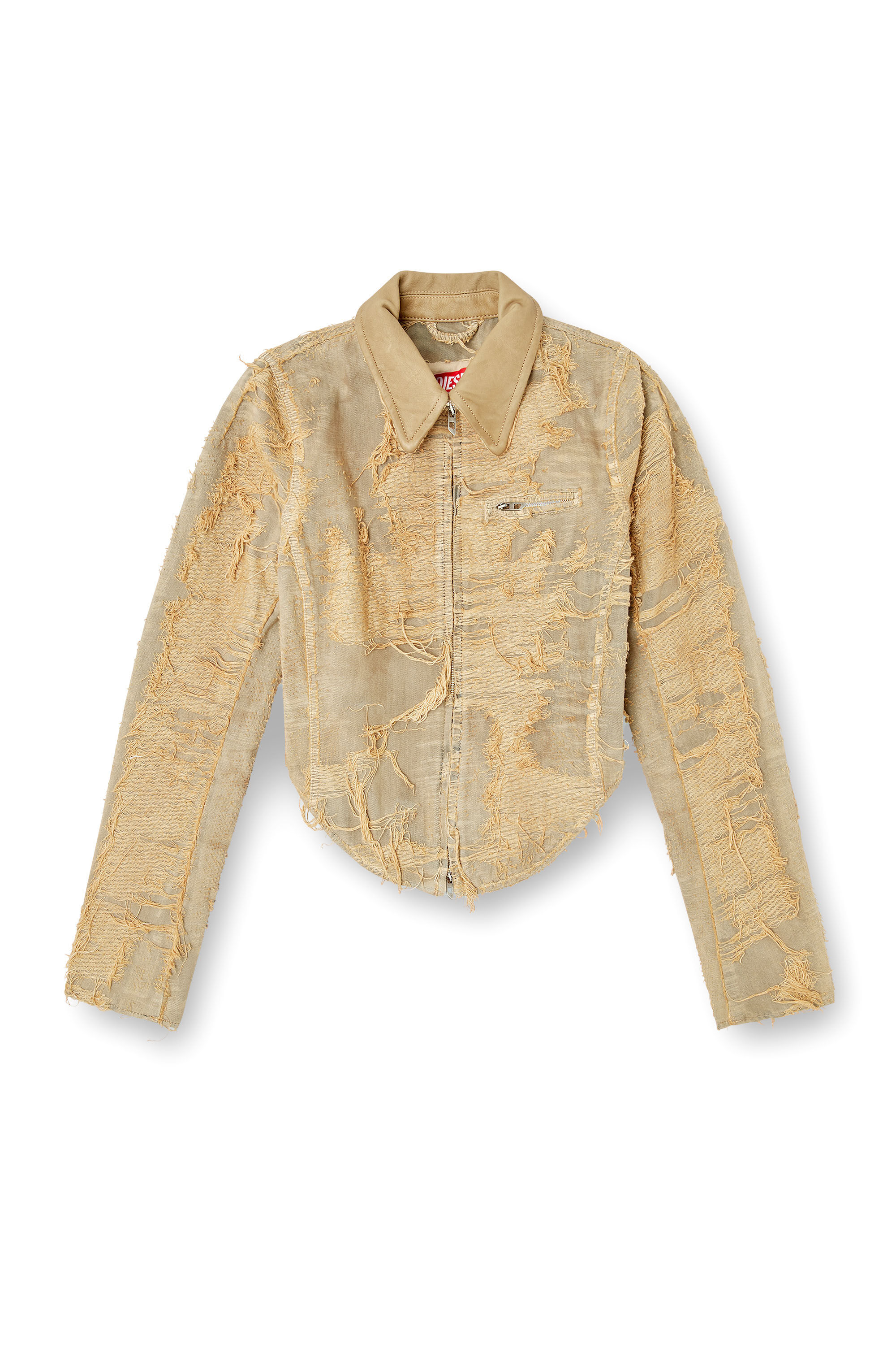 Diesel - DE-NEA-FSG, Female's Slim jacket in overdyed floating-thread denim in Light Brown - 2