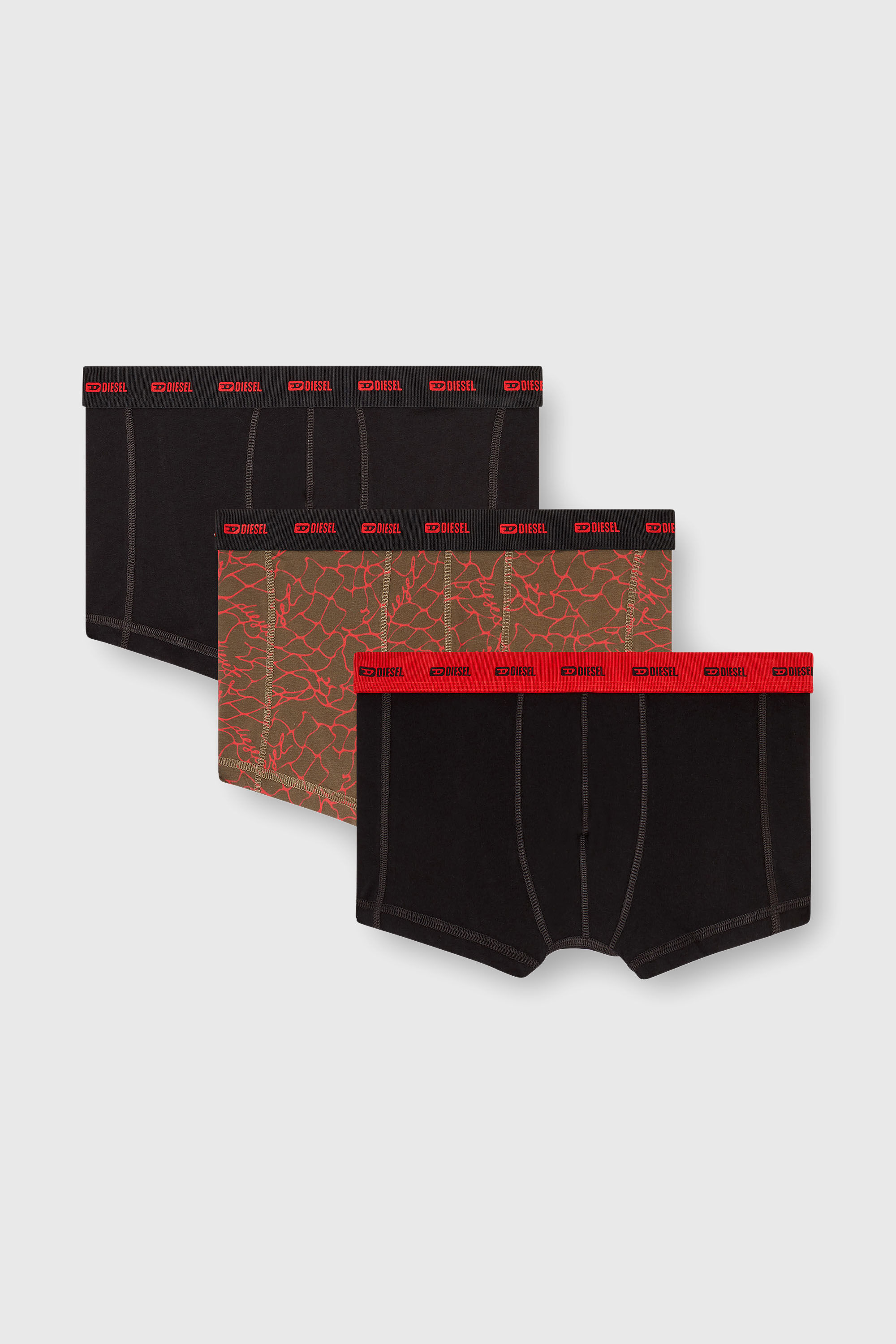 Diesel - DAMIEN-UTLT-3PACK, Man's Three-pack of trunks with graphic motif in Black/Brown - 4