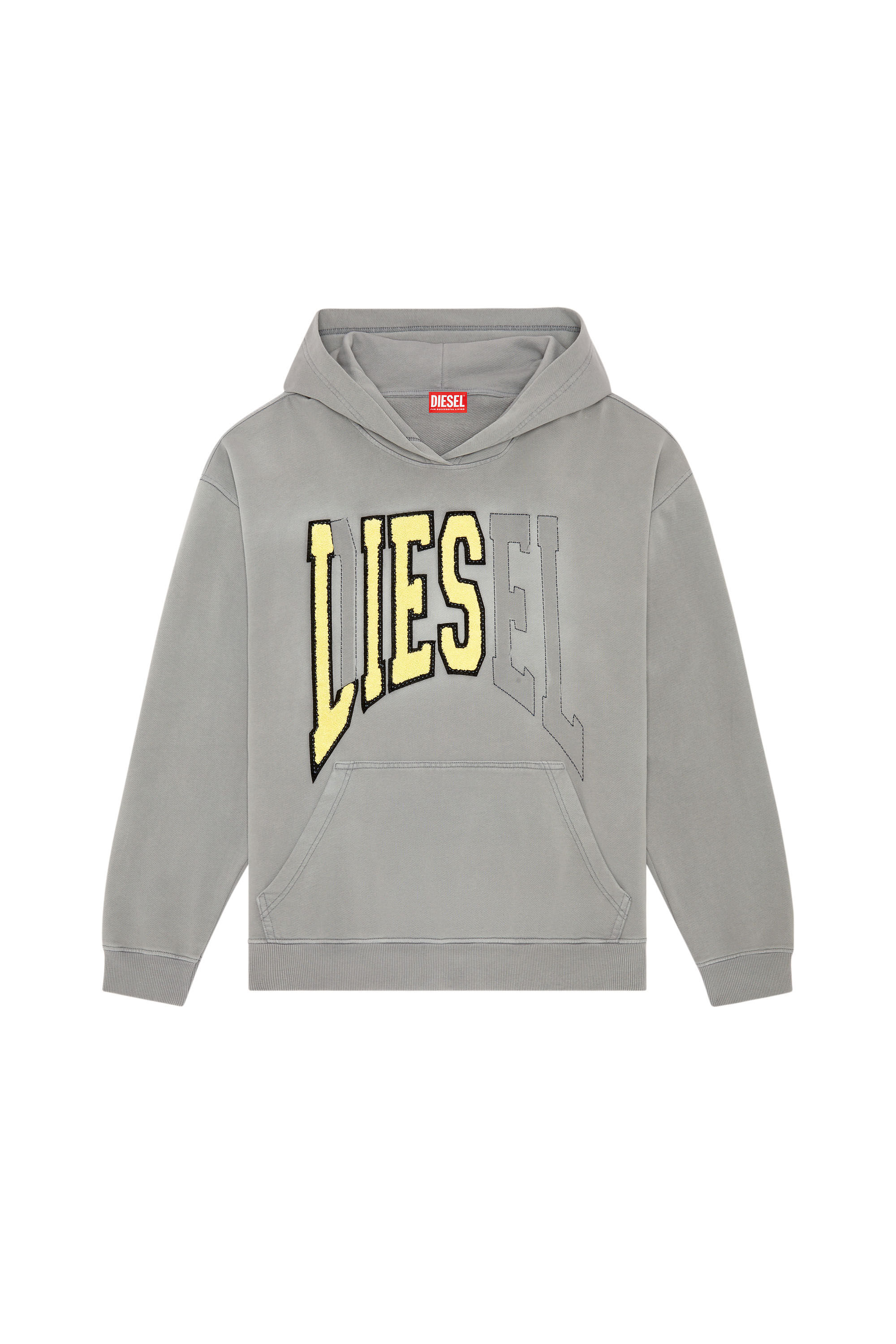 Diesel - S-BOXT-HOOD, Sweat-shirt à capuche universitaire avec empiècements LIES Homme in Gris - 2