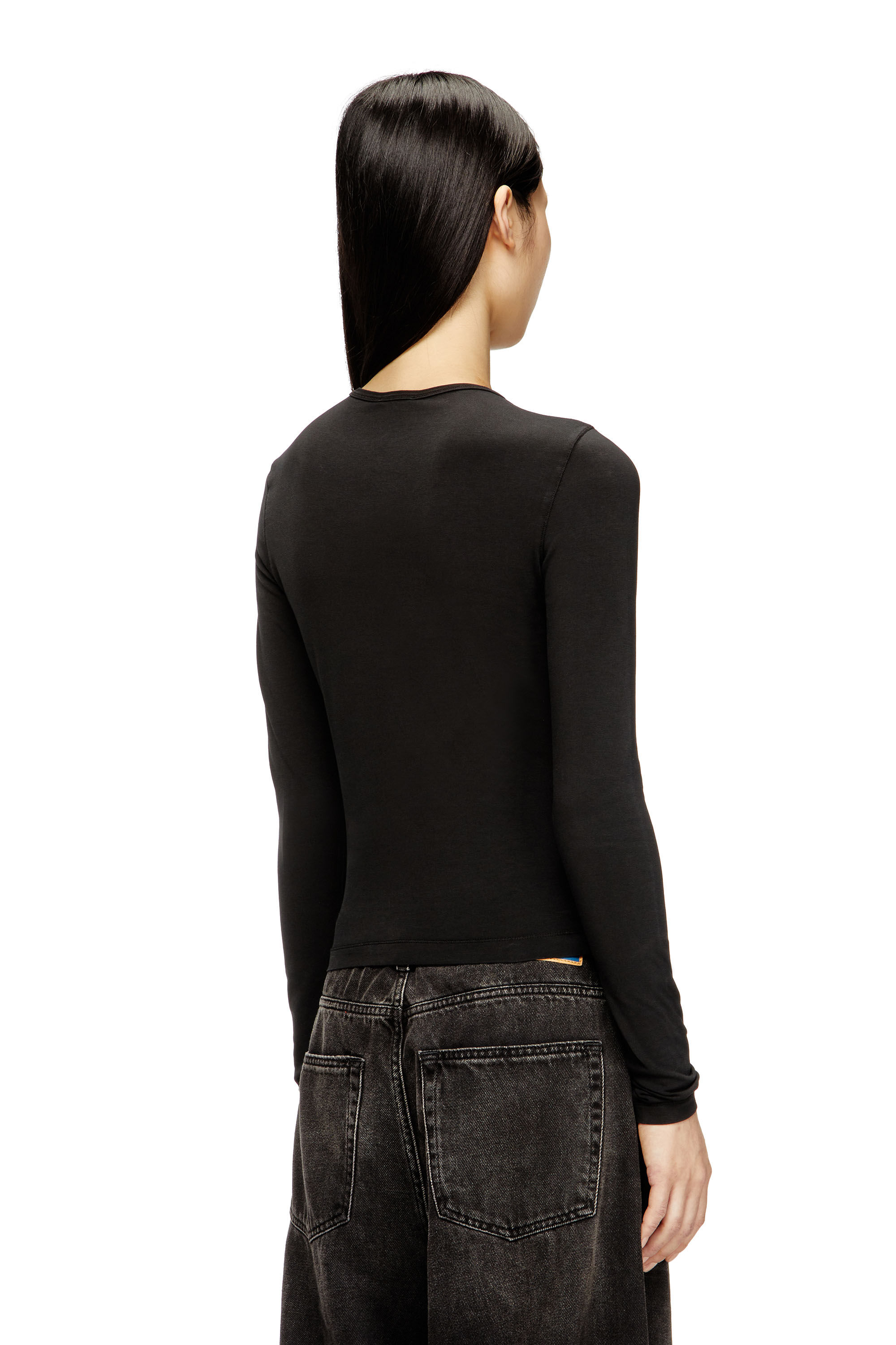 Women's Cotton sweater with Oval D logo | Black | Diesel