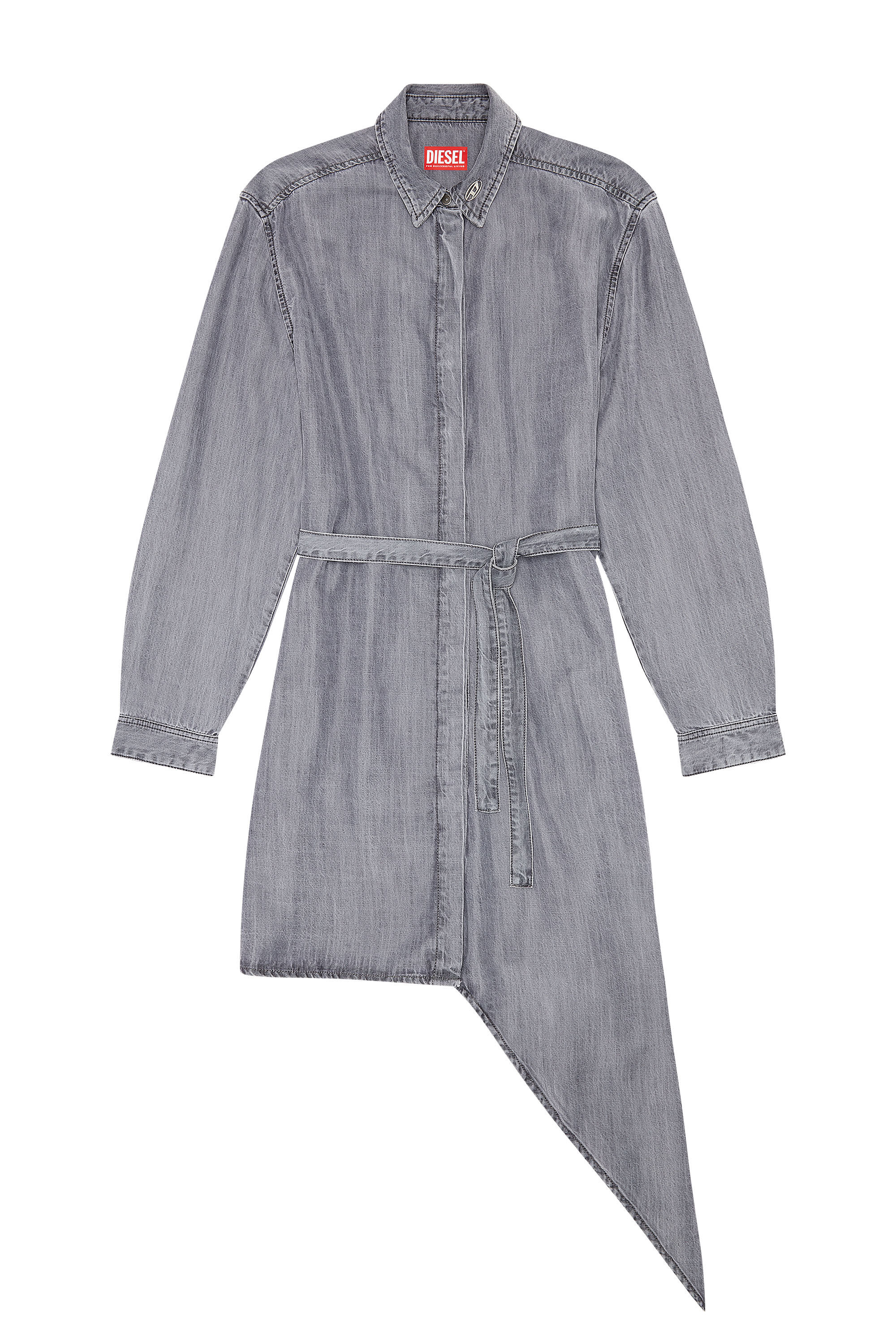 Diesel - DE-TRISS, Robe chemise en denim léger Femme in Gris - 2
