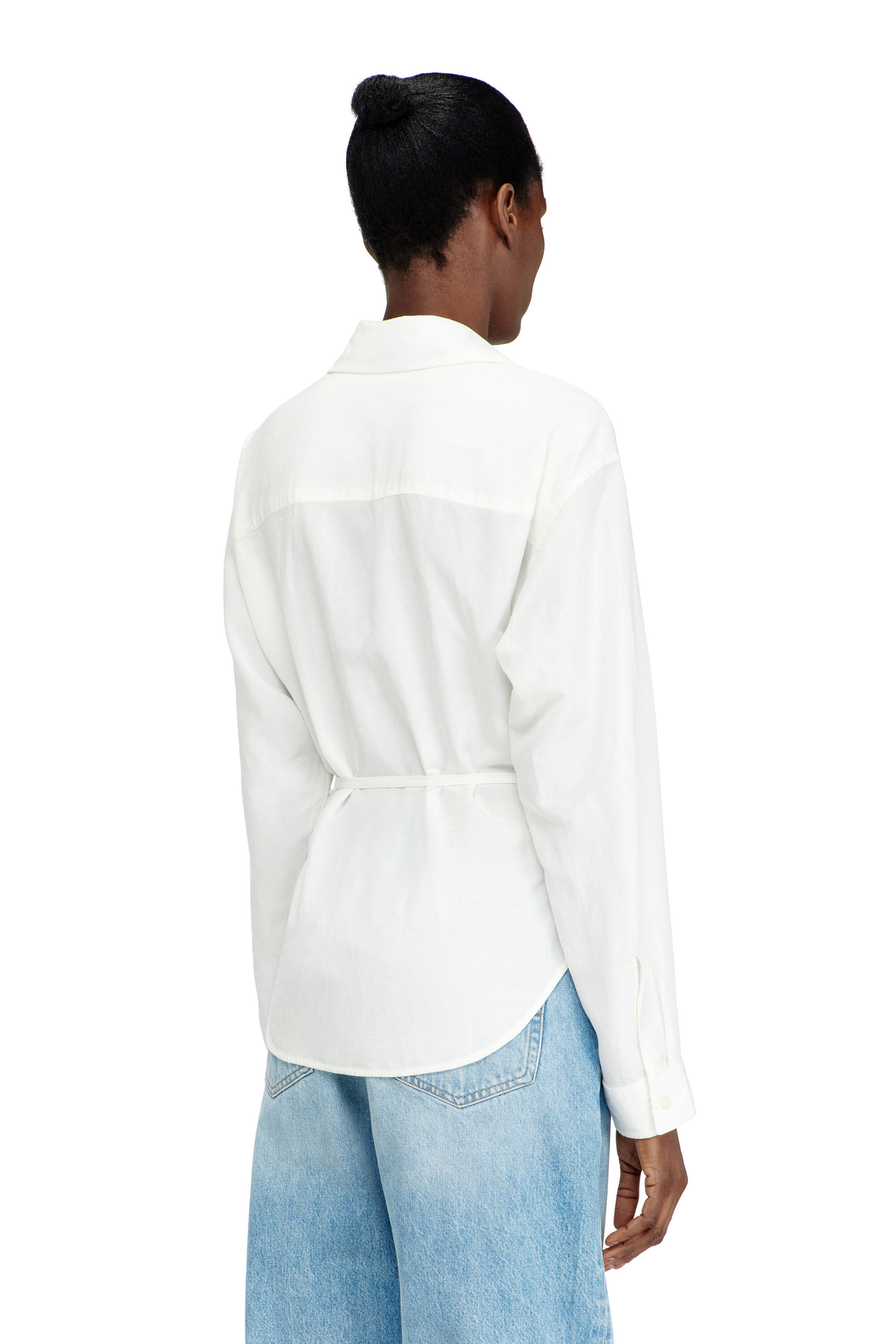 Diesel - C-DELPHOS-S3, Female's Linen-blend shirt with wrap closure in White - 4