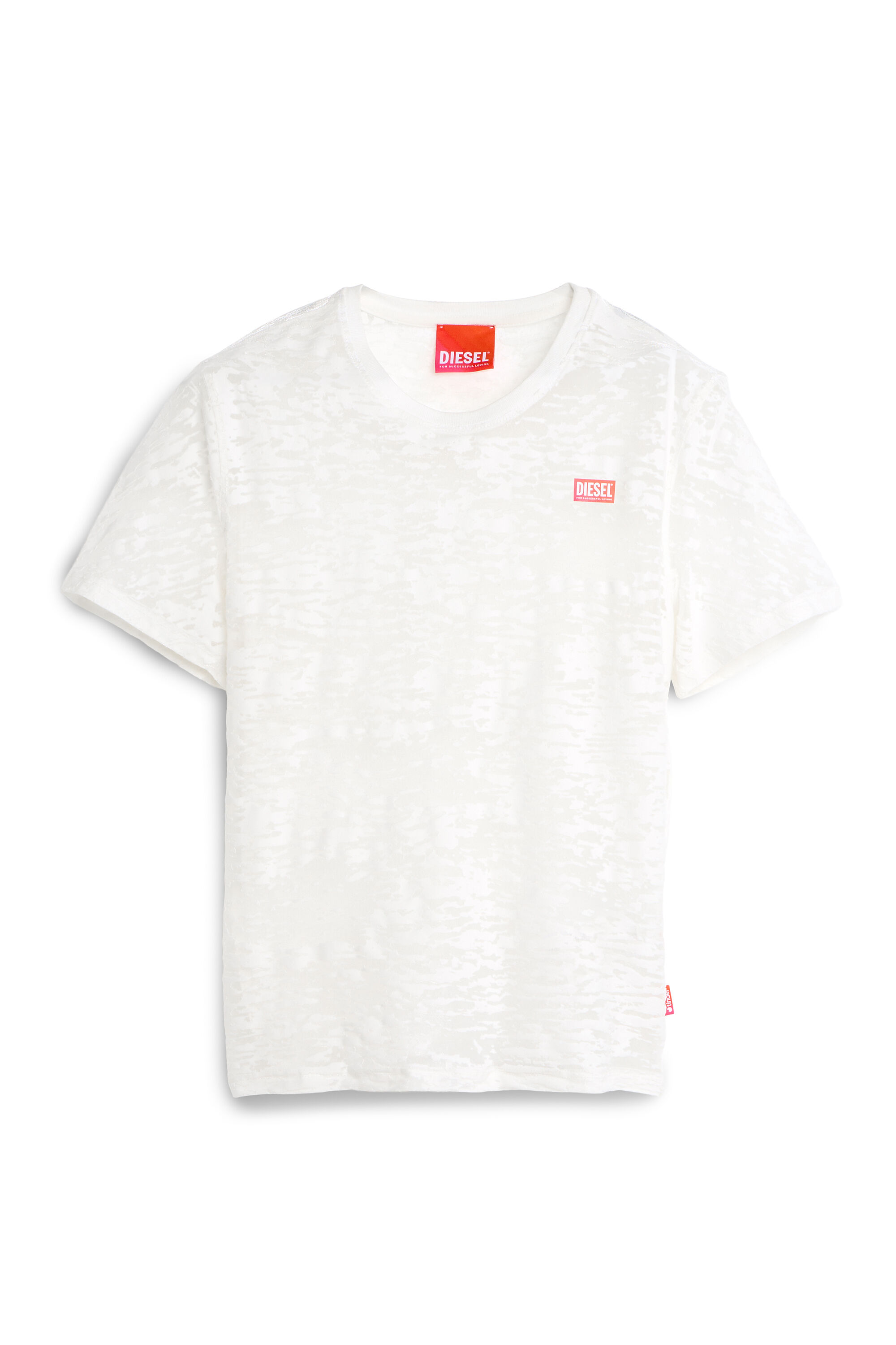 Diesel - PR-T-NOTS-MATI-R, Camiseta de jersey all-over devor&eacute; Unisex in Blanco - 2