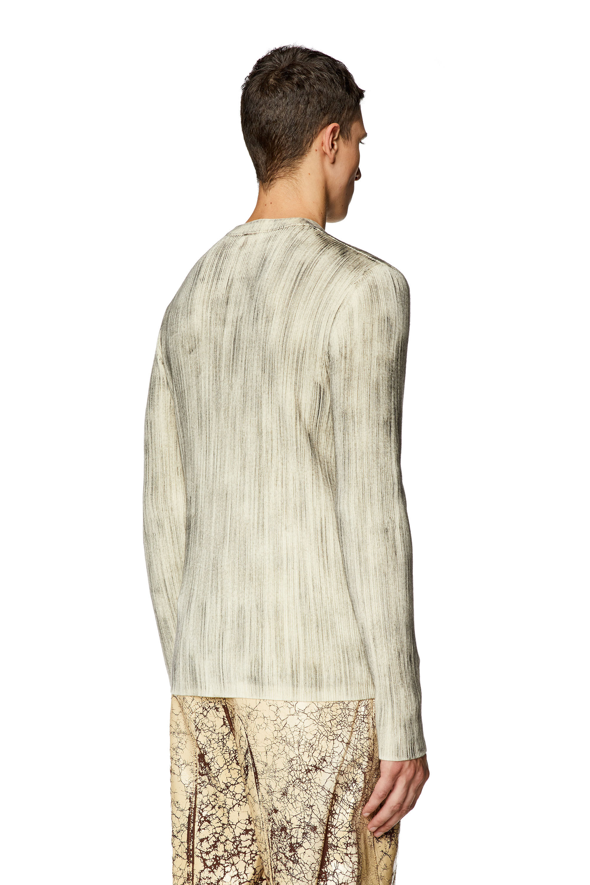 Diesel - K-ZACKY-C, Man's Ribbed jumper with oval D plaque in Light Grey - 4