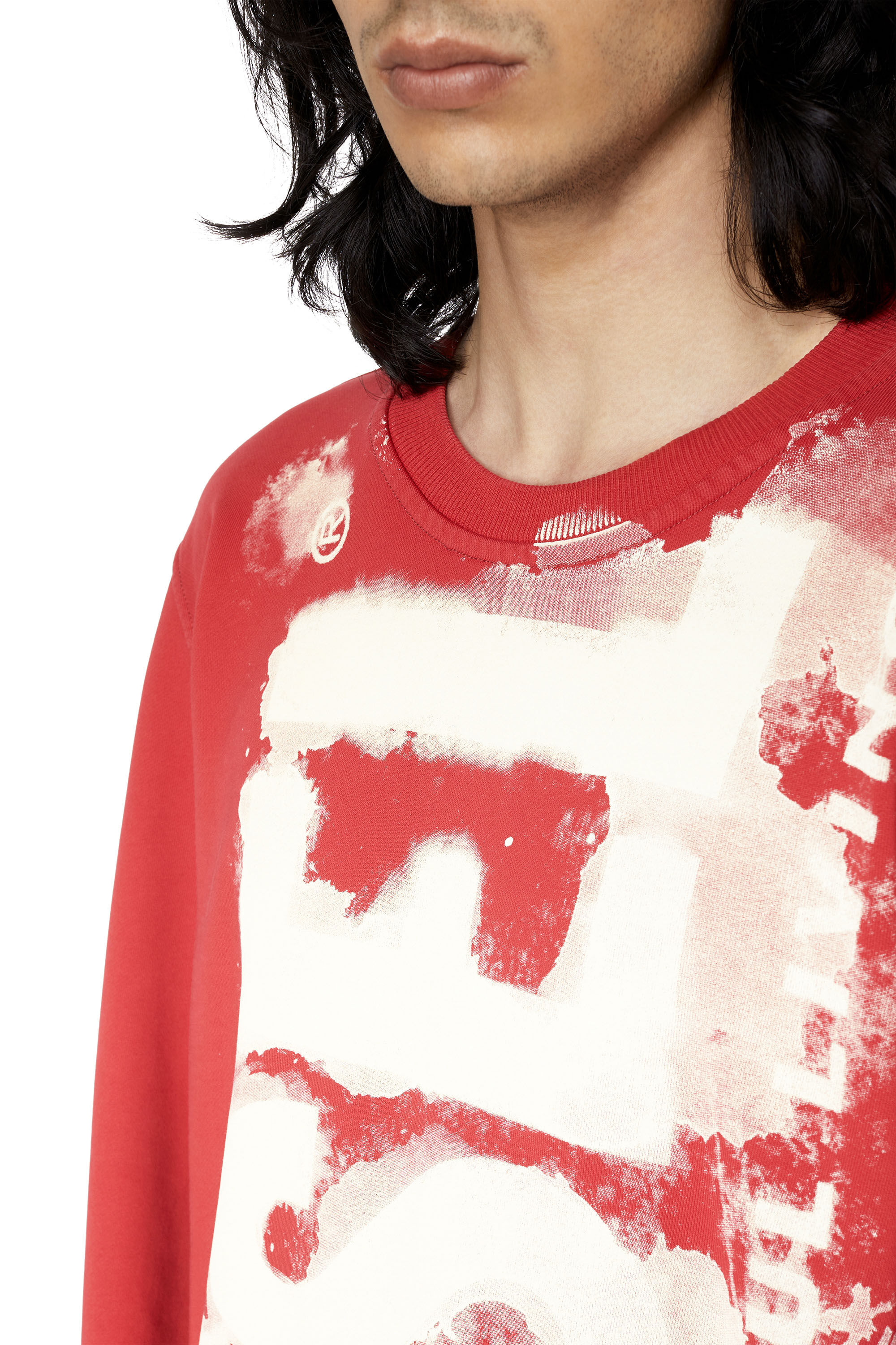 Diesel - S-GINN-E5, Man's Sweatshirt with bleeding-effect logo in Red - 5