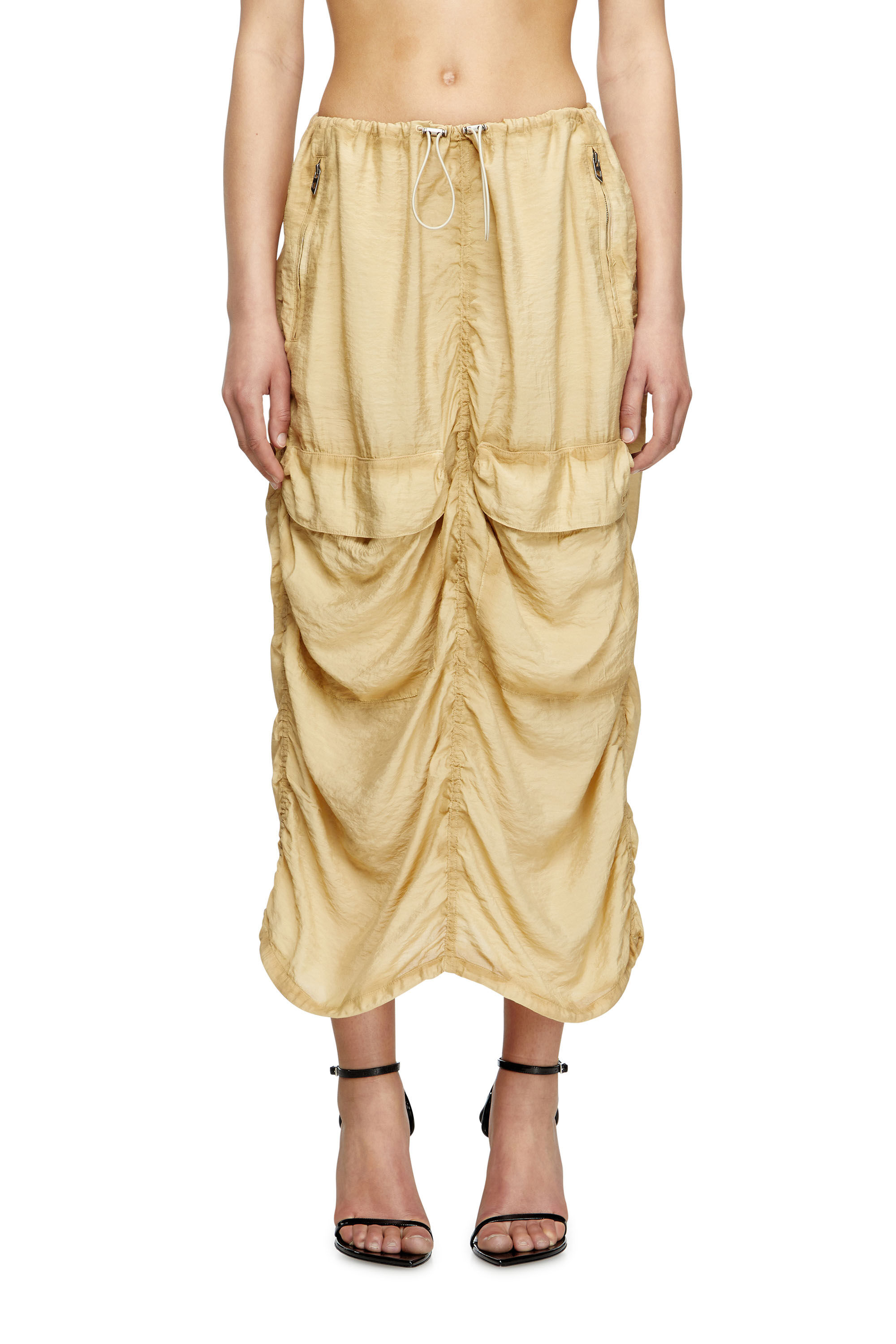 Diesel - O-RACLE, Woman's Cargo midi skirt in treated viscose-nylon in Beige - 3
