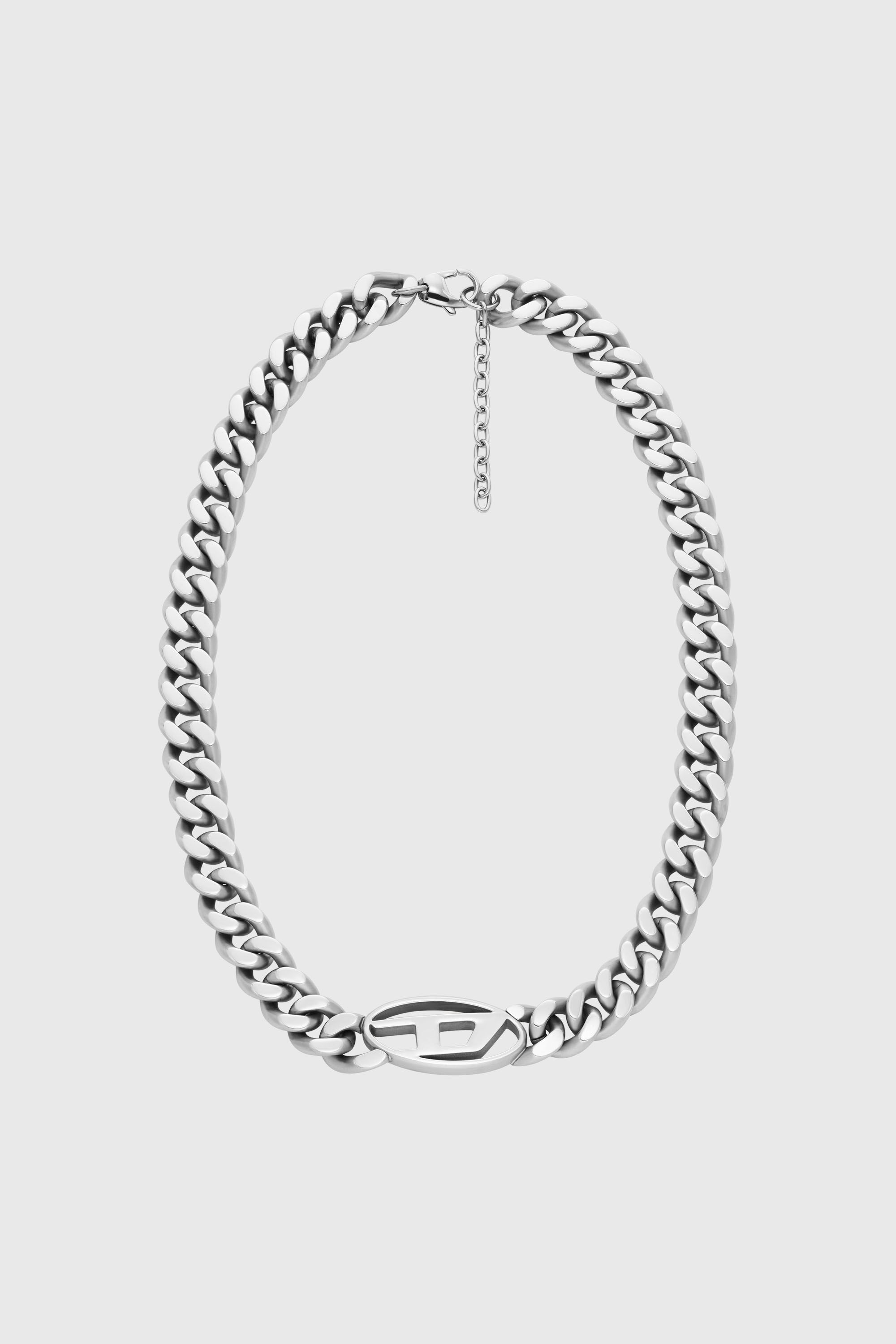 Men's Oval D Logo Choker Necklace | Silver | Diesel US