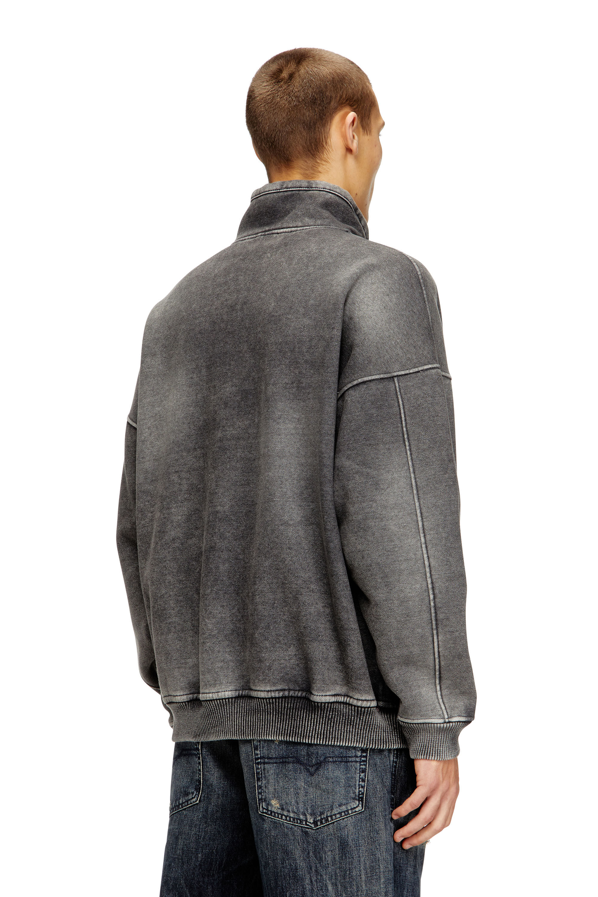 Men's Teddy-lined zip jacket with denim effect | Grey | Diesel