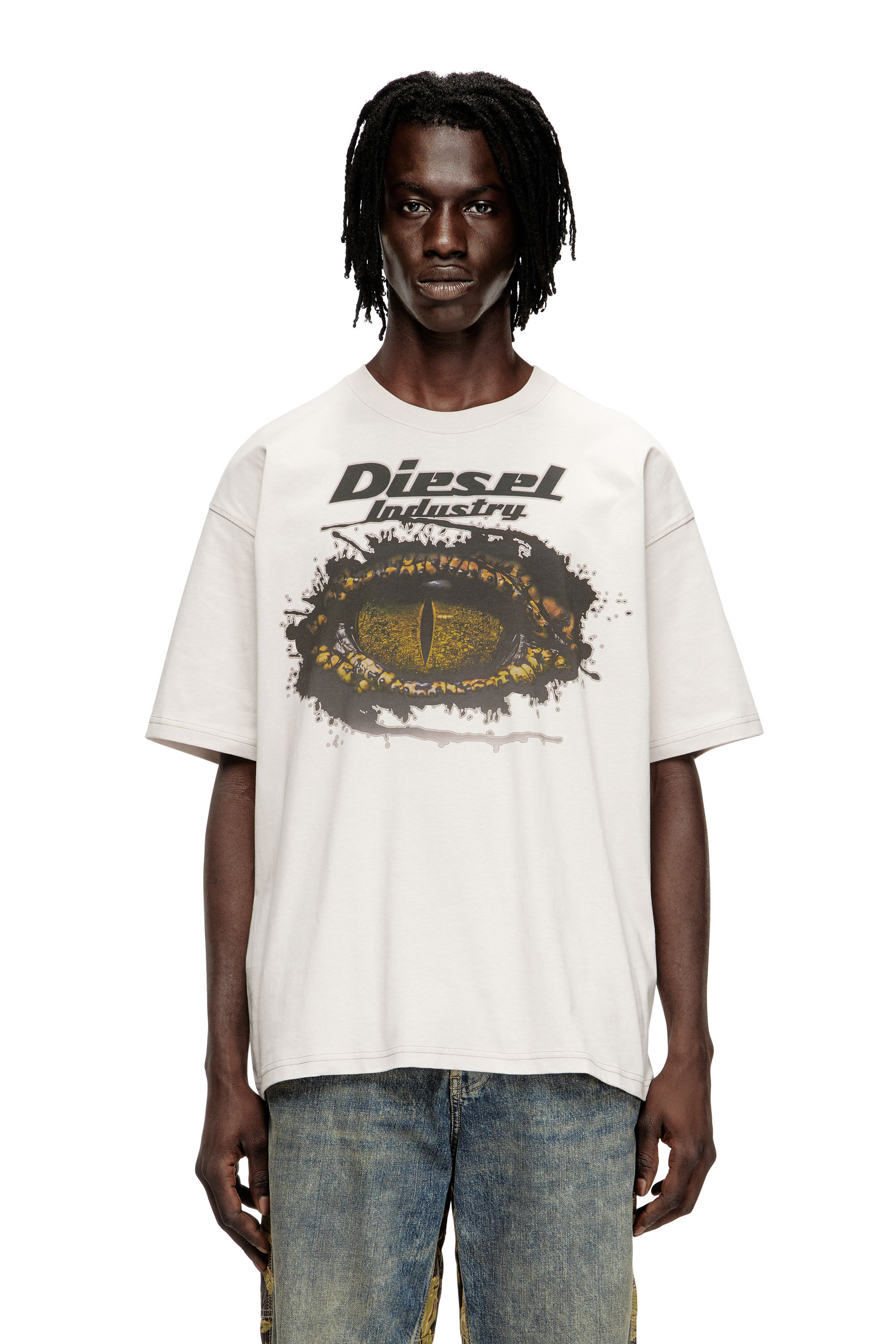 Diesel - T-BOXT-T25, T-shirt en coton avec impression numérique Homme in Gris - 3
