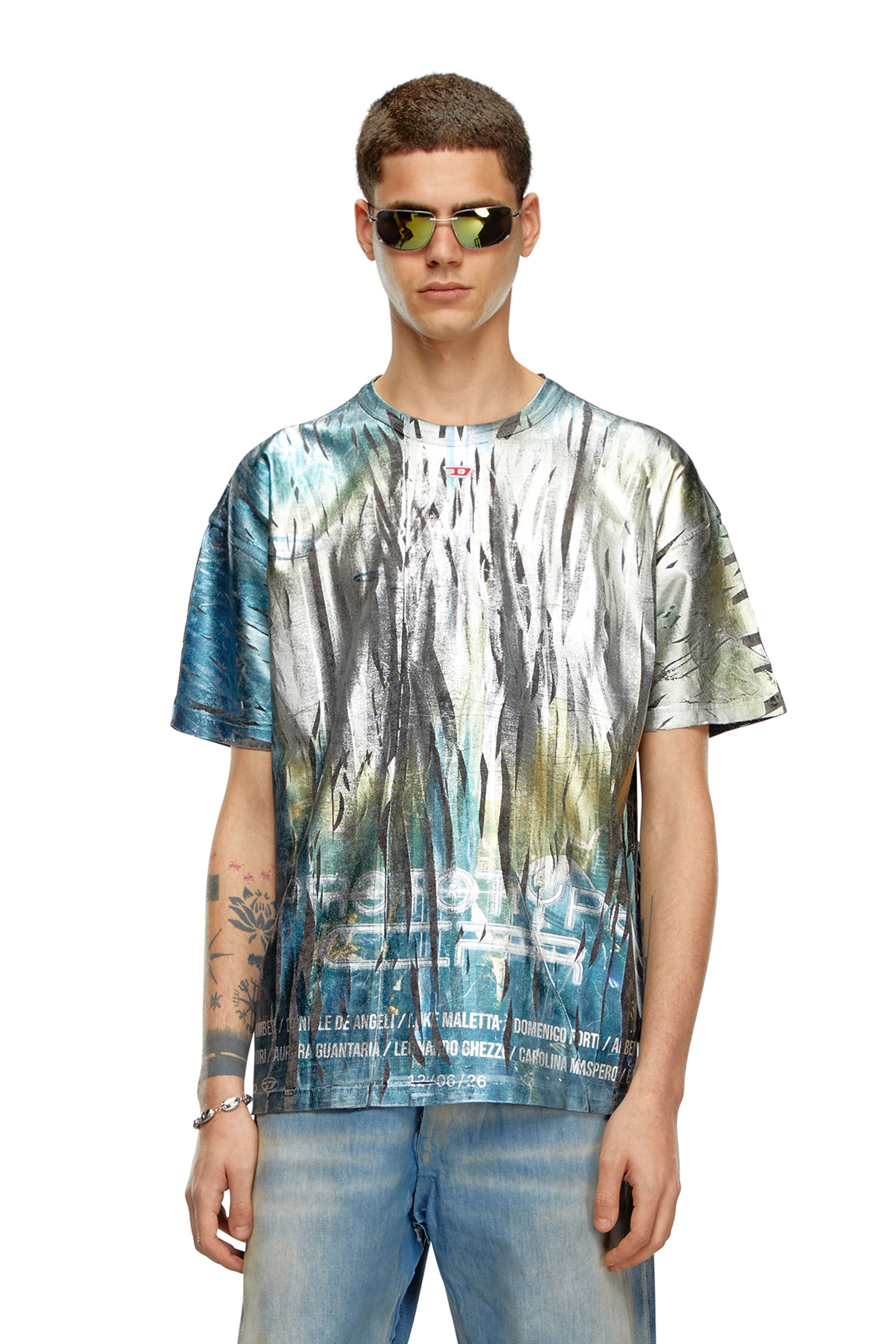 Diesel - T-BORD-Q1, T-shirt avec traitement froissé Homme in Polychrome - 3