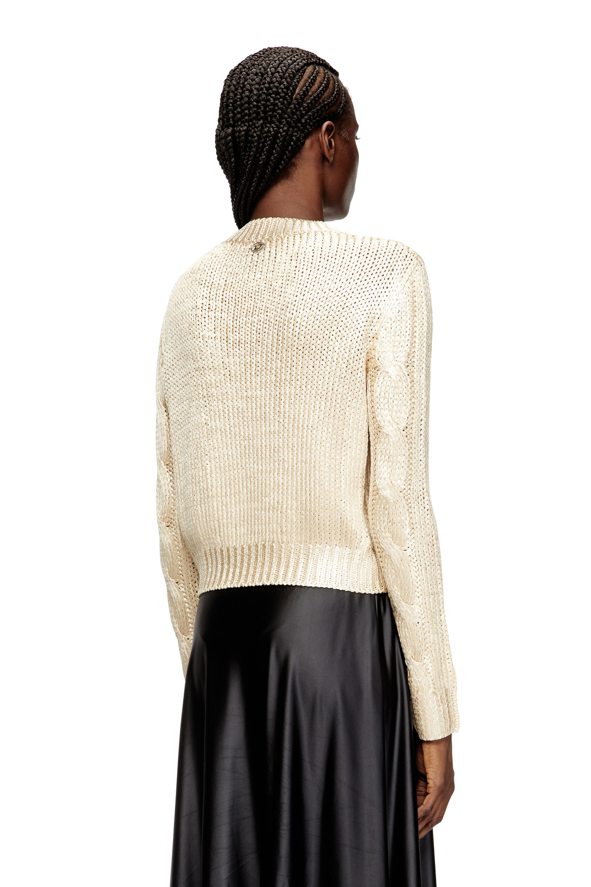Diesel - M-MICCHA, Female's Cable-knit jumper with shiny effect in null - 4
