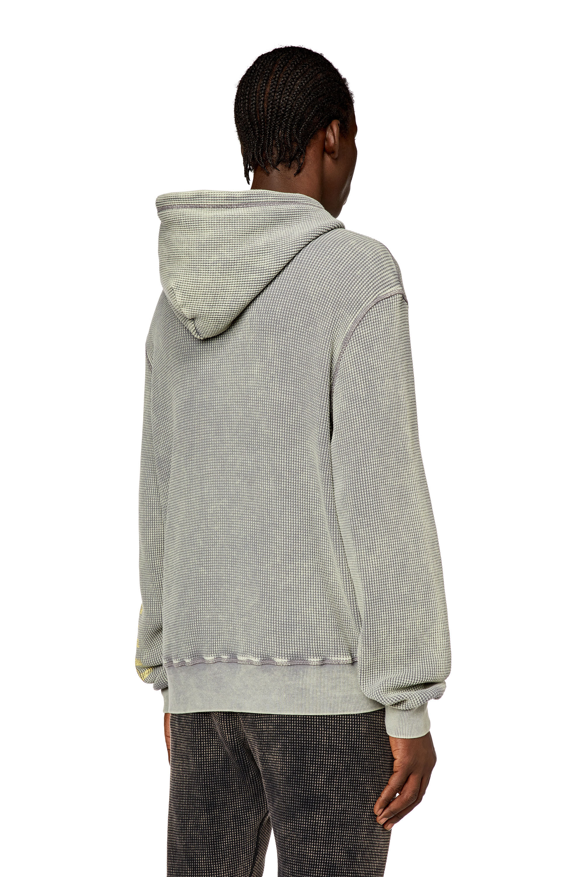 Men's Hoodie in macro-waffle jersey | Grey | Diesel
