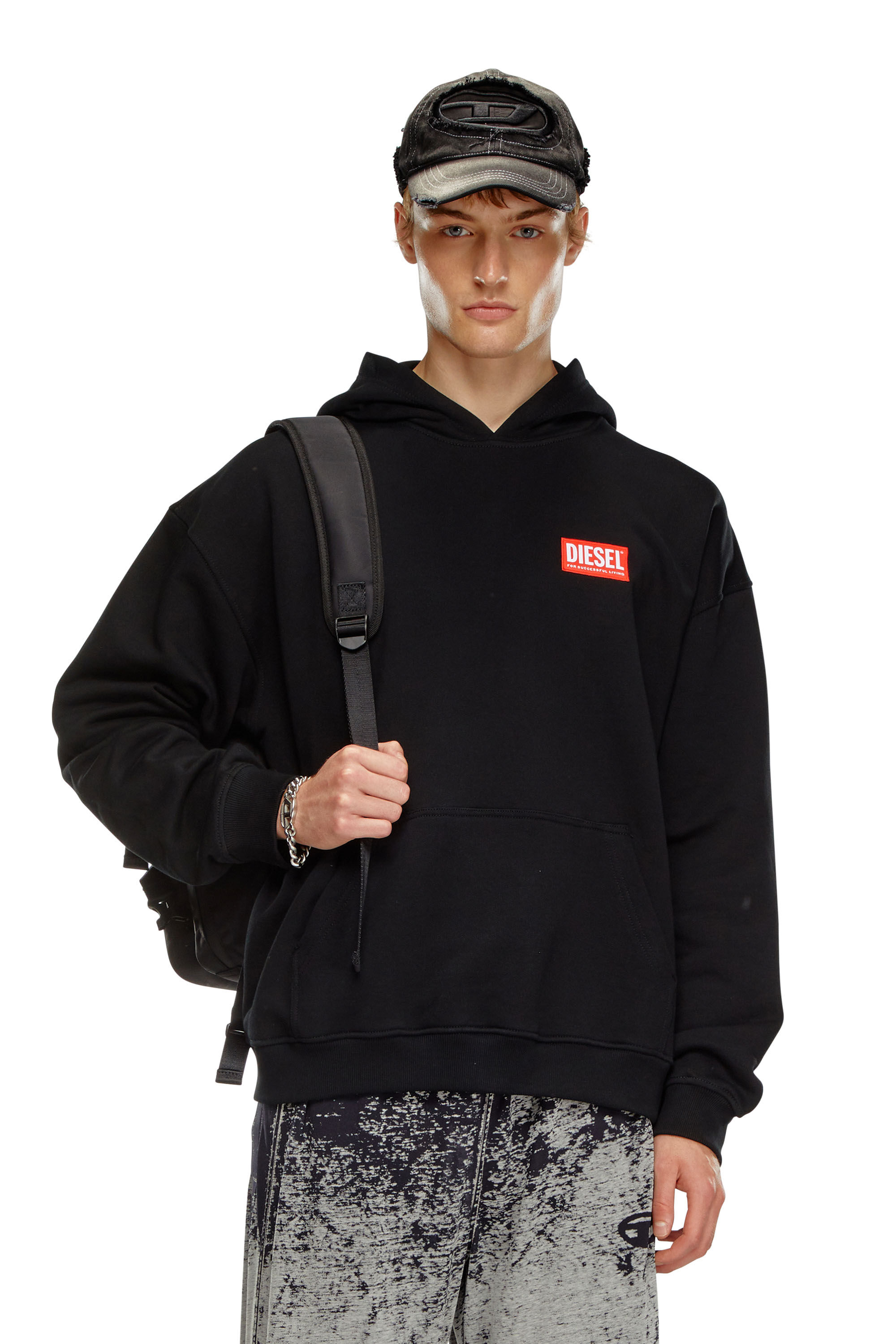 Diesel - S-BOXT-HOOD-LAB, Male's Hoodie with Diesel label in Black - 3