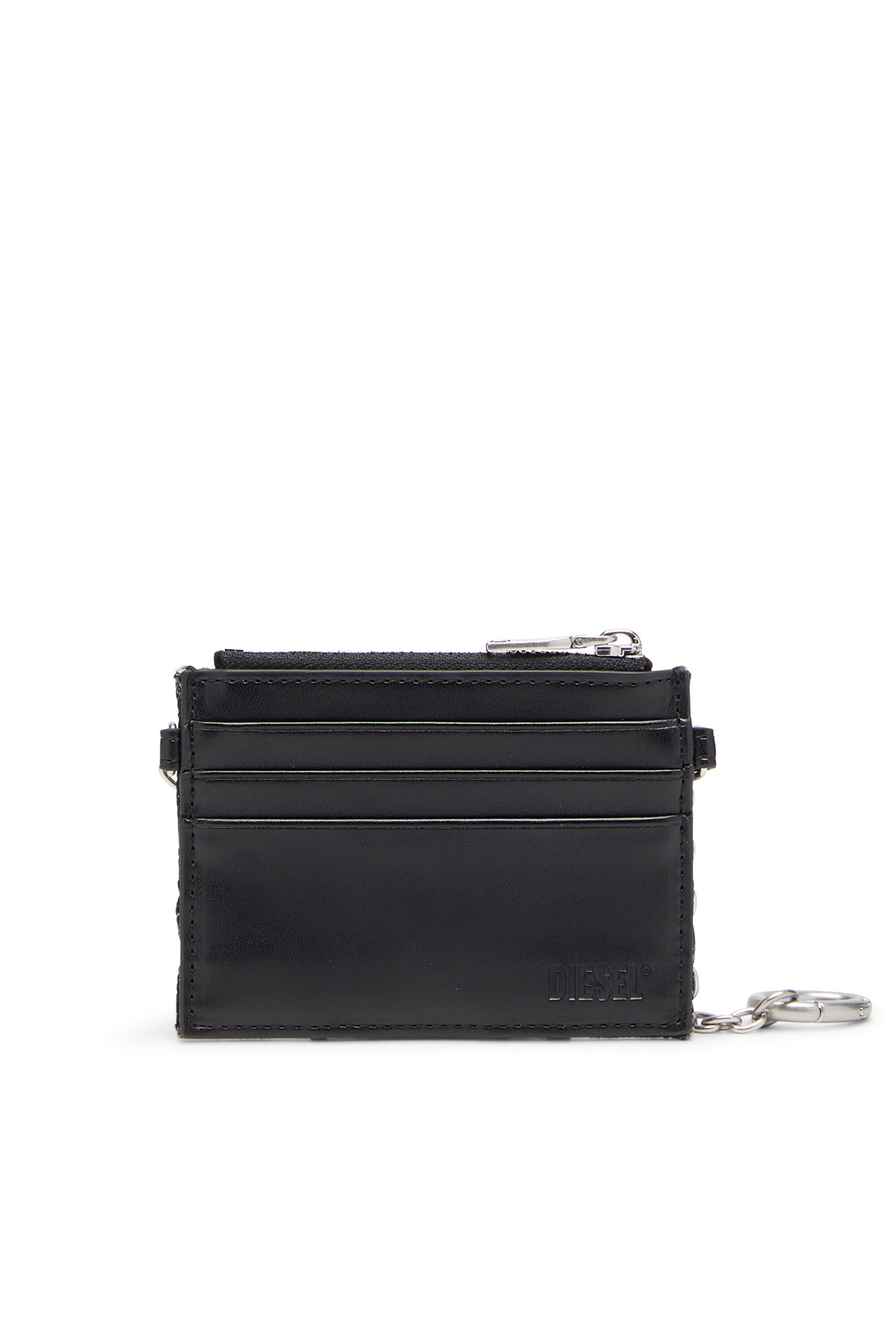 Diesel - CARD HOLDER WITH CHAIN, Female's Card holder with chain and zip coin pocket in Dark Grey - 2