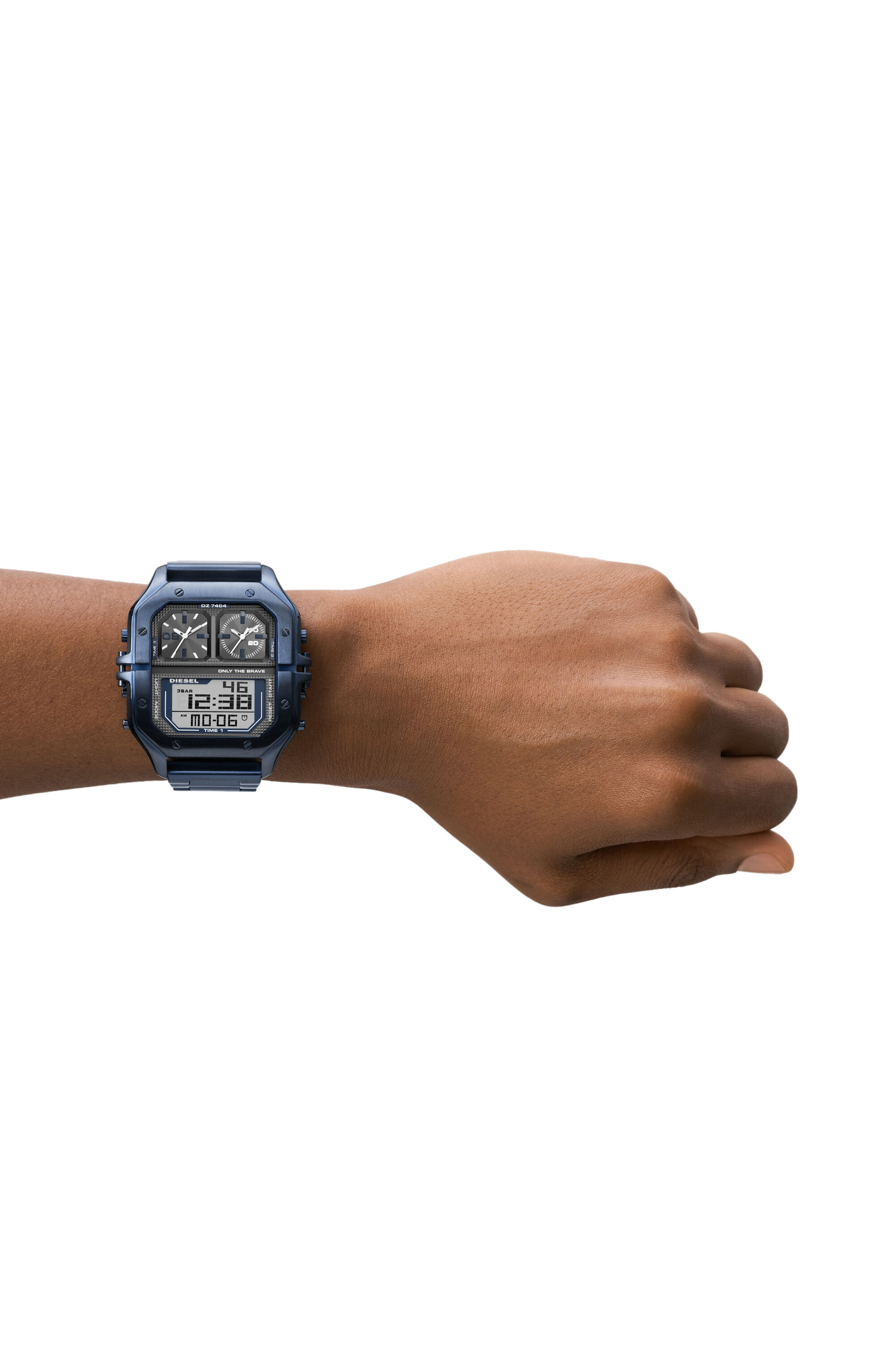 Diesel - DZ7464, Male's Clasher digital blue-tone stainless steel watch in Blue - 4