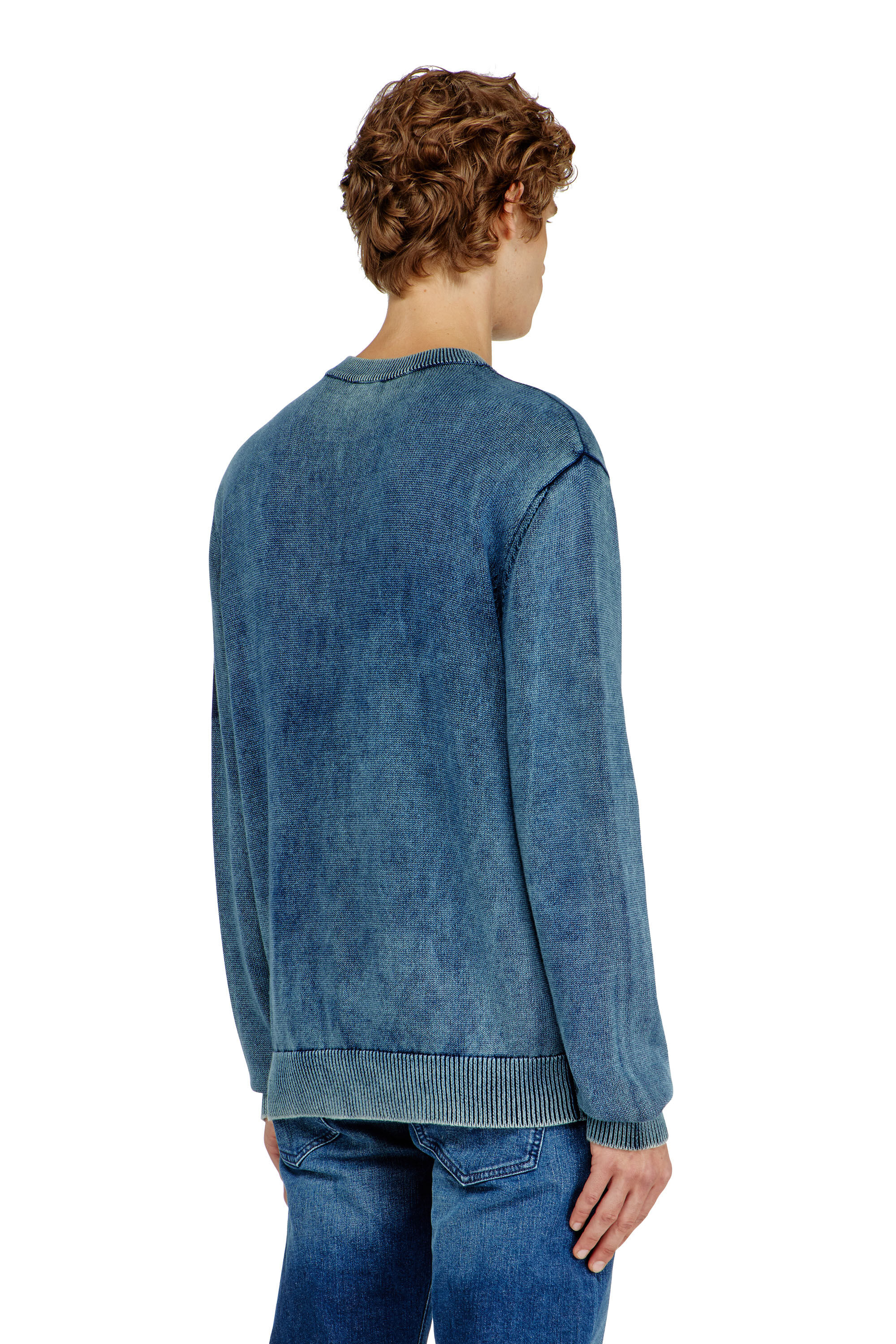 Men's Denim-look jumper with patch effects | Blue | Diesel