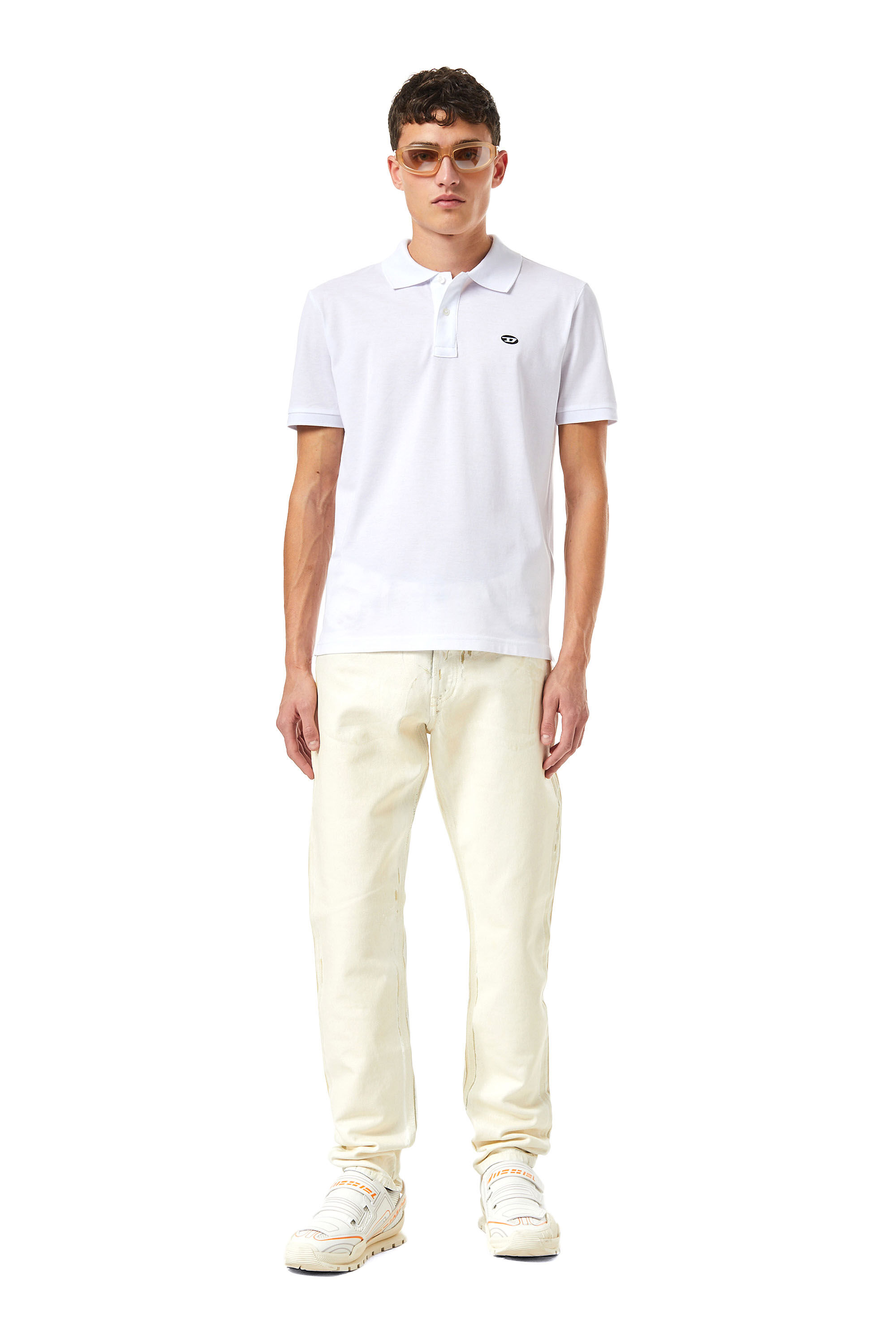 Diesel - T-SMITH-DOVAL-PJ, Male's Polo shirt with oval D patch in White - 1