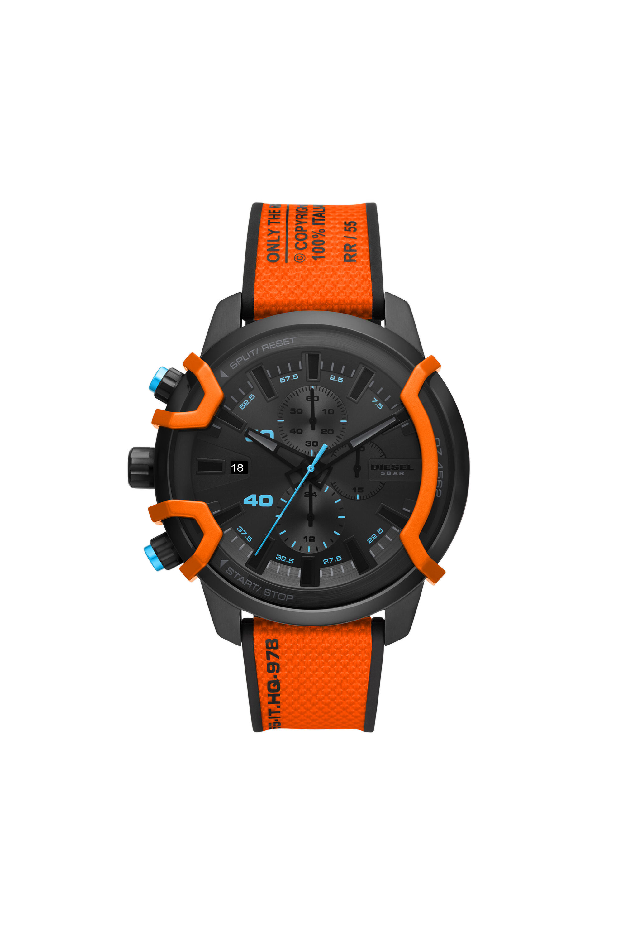 Diesel - DZ4562, Male's Griffed chronograph orange canvas watch in Orange - 1