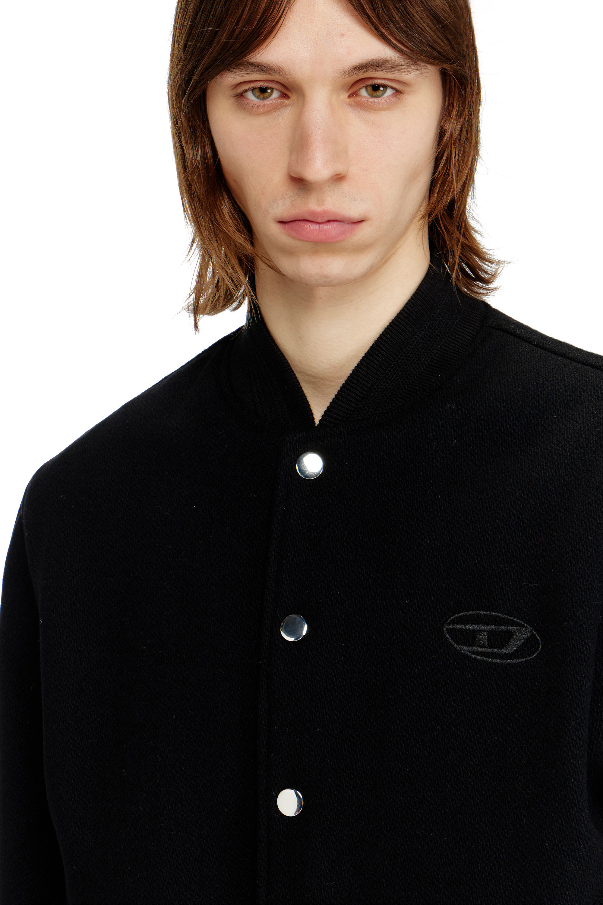 Diesel - J-ARRY-WRD, Chaqueta bomber de mezcla de lana afieltrada Hombre in Negro - 4