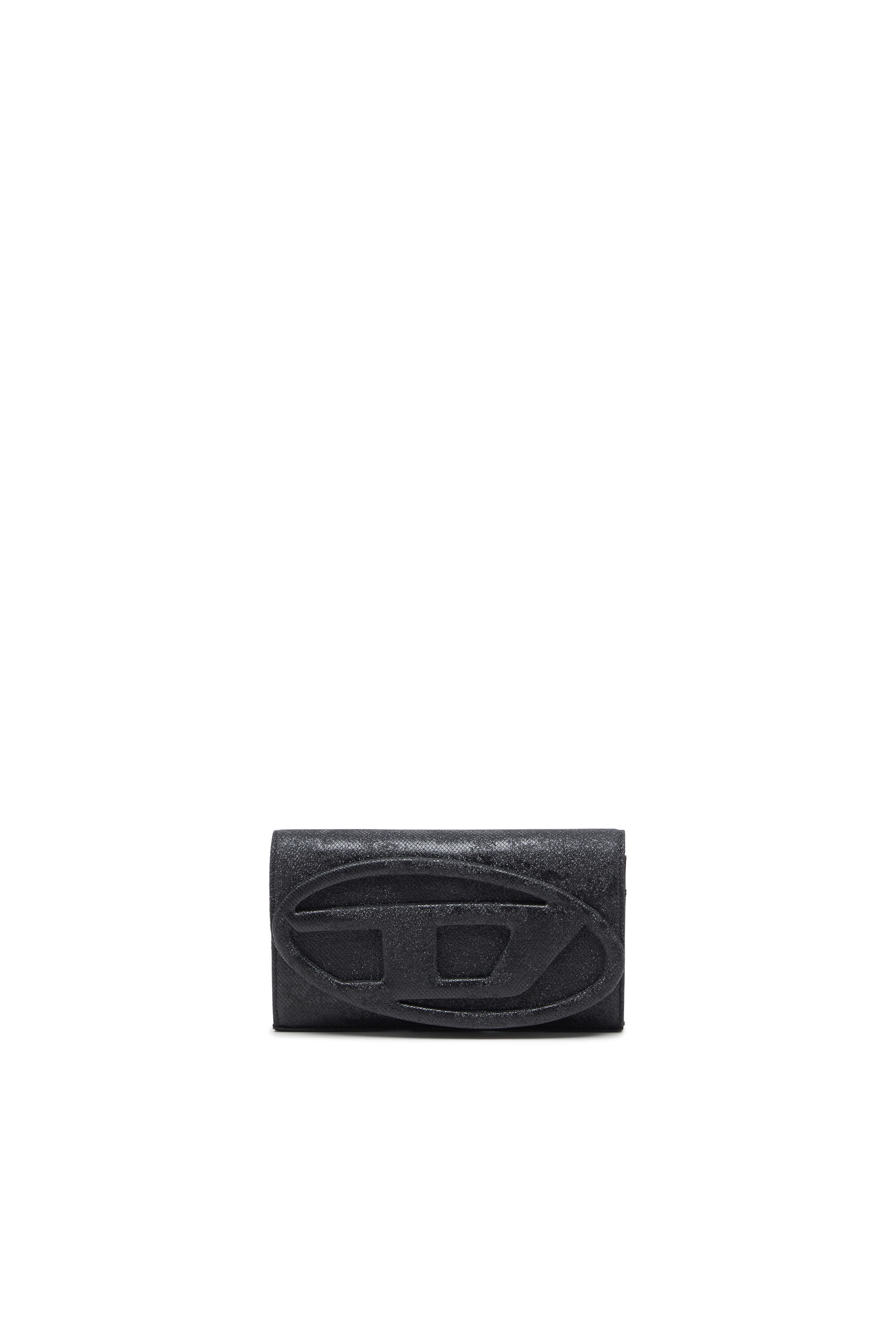 Diesel - 1DR WALLET STRAP, Female's Wallet purse in glitter-camo Lurex in Black - 1