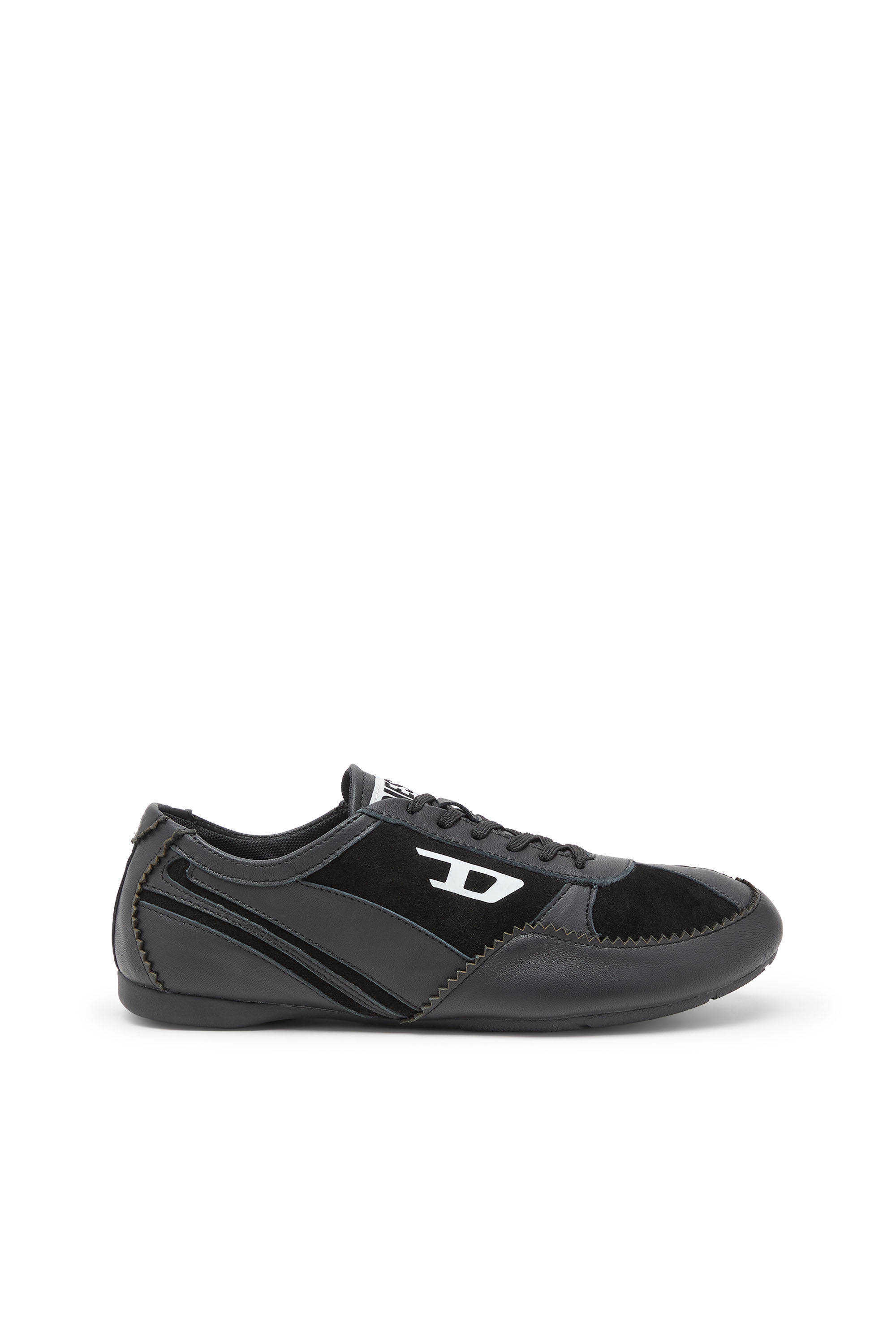 Diesel - D-MILE LOW W, Woman's D-Mile-Flat sneakers in leather and suede in Black - 1