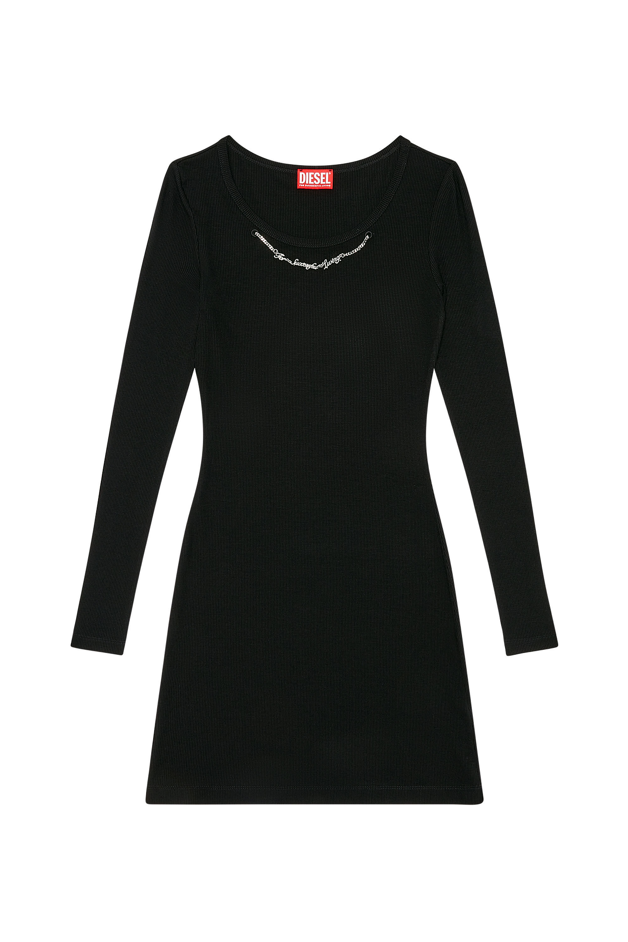Diesel - D-MATIC, Robe courte avec collier chaîne Femme in Noir - 2