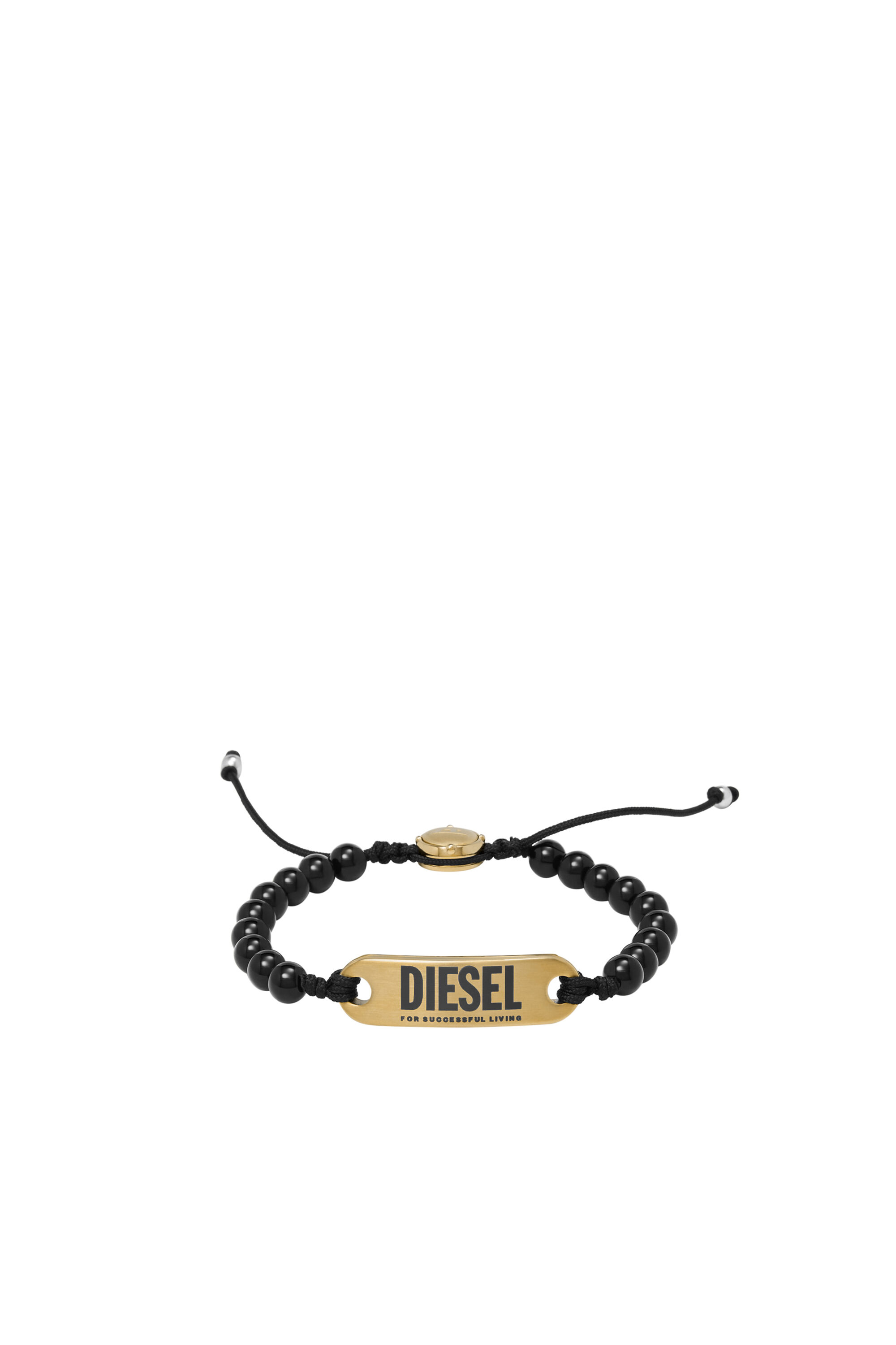 Diesel - DX1360, Bracelet perlé Gold ID en agate noire Homme in Noir - 1