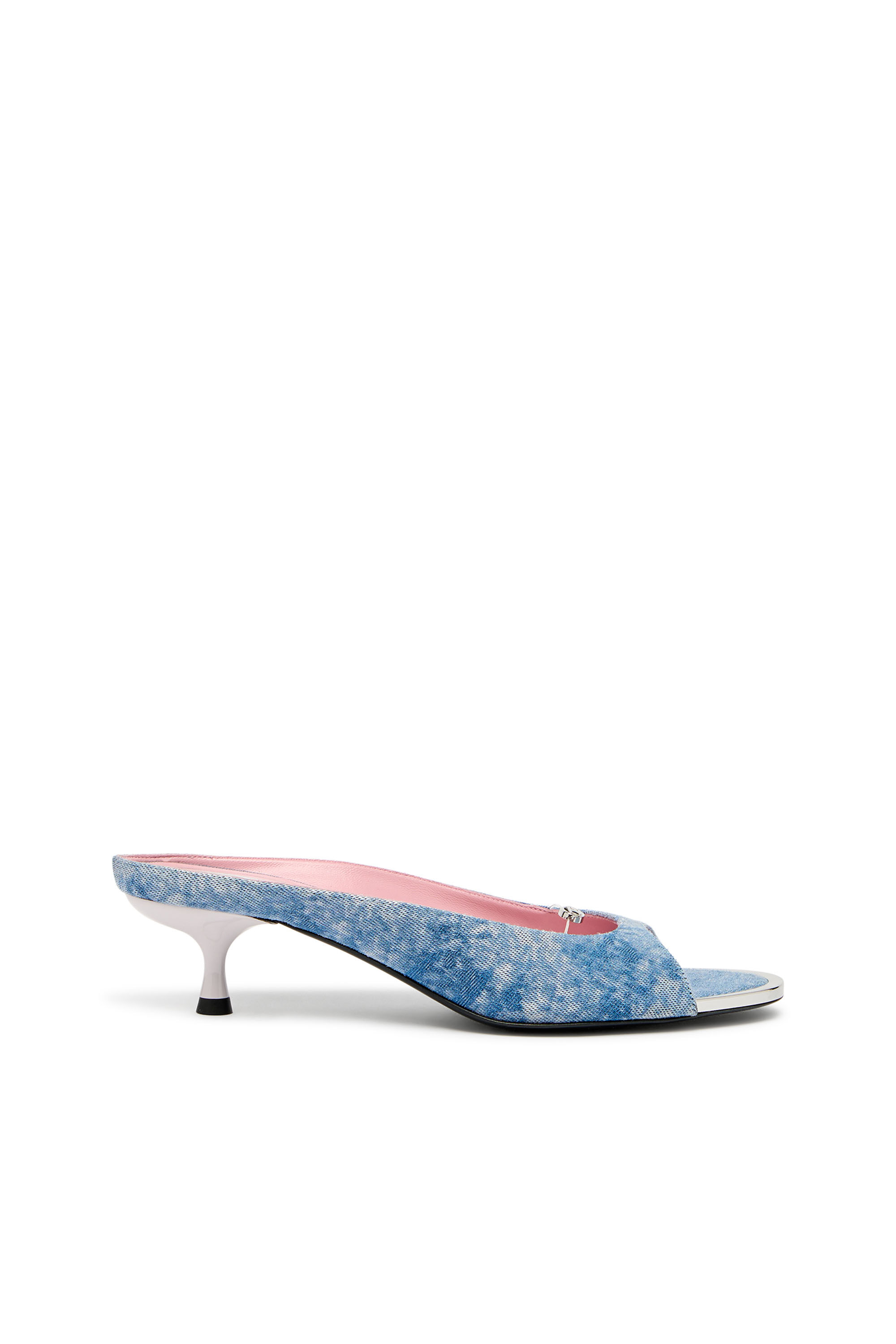 Women's D-Diam's-Low denim mule with floating Oval D | Blue