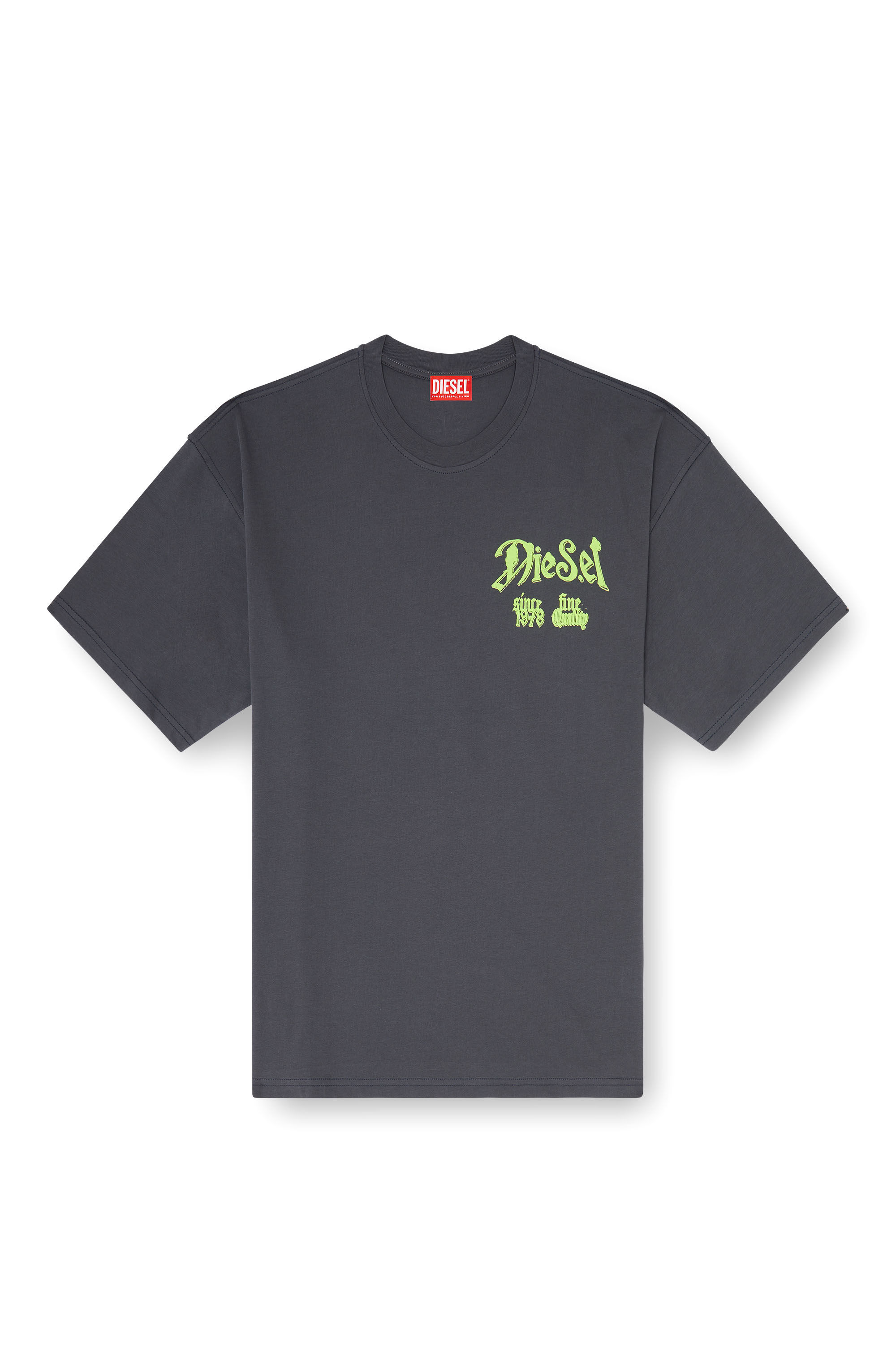 Men's Cotton T-shirt with flock graphic | Grey | Diesel US