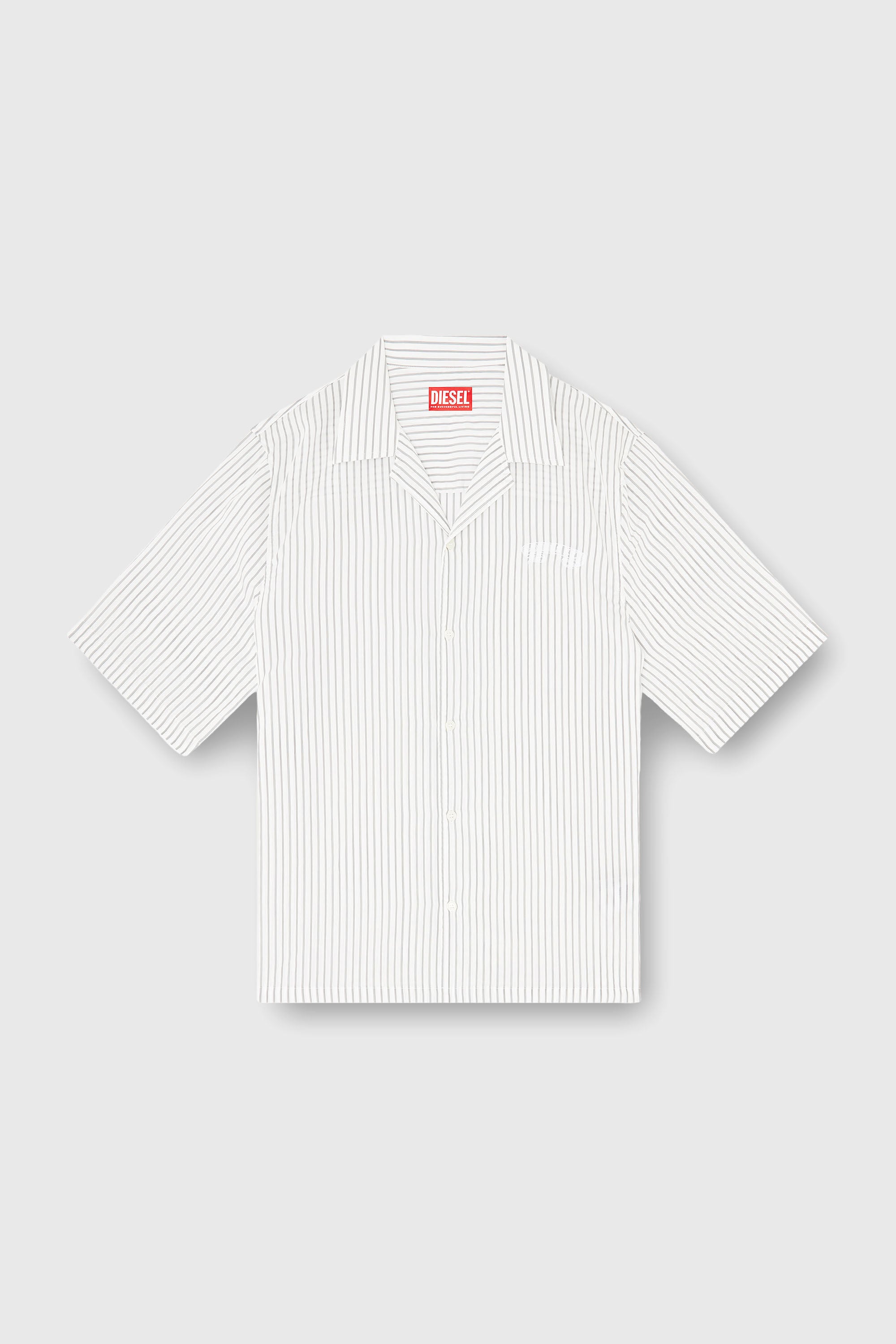 Diesel - S-MAC-EFBV, Male's Half-sleeve shirt in pinstripe modal in White/Grey - 2