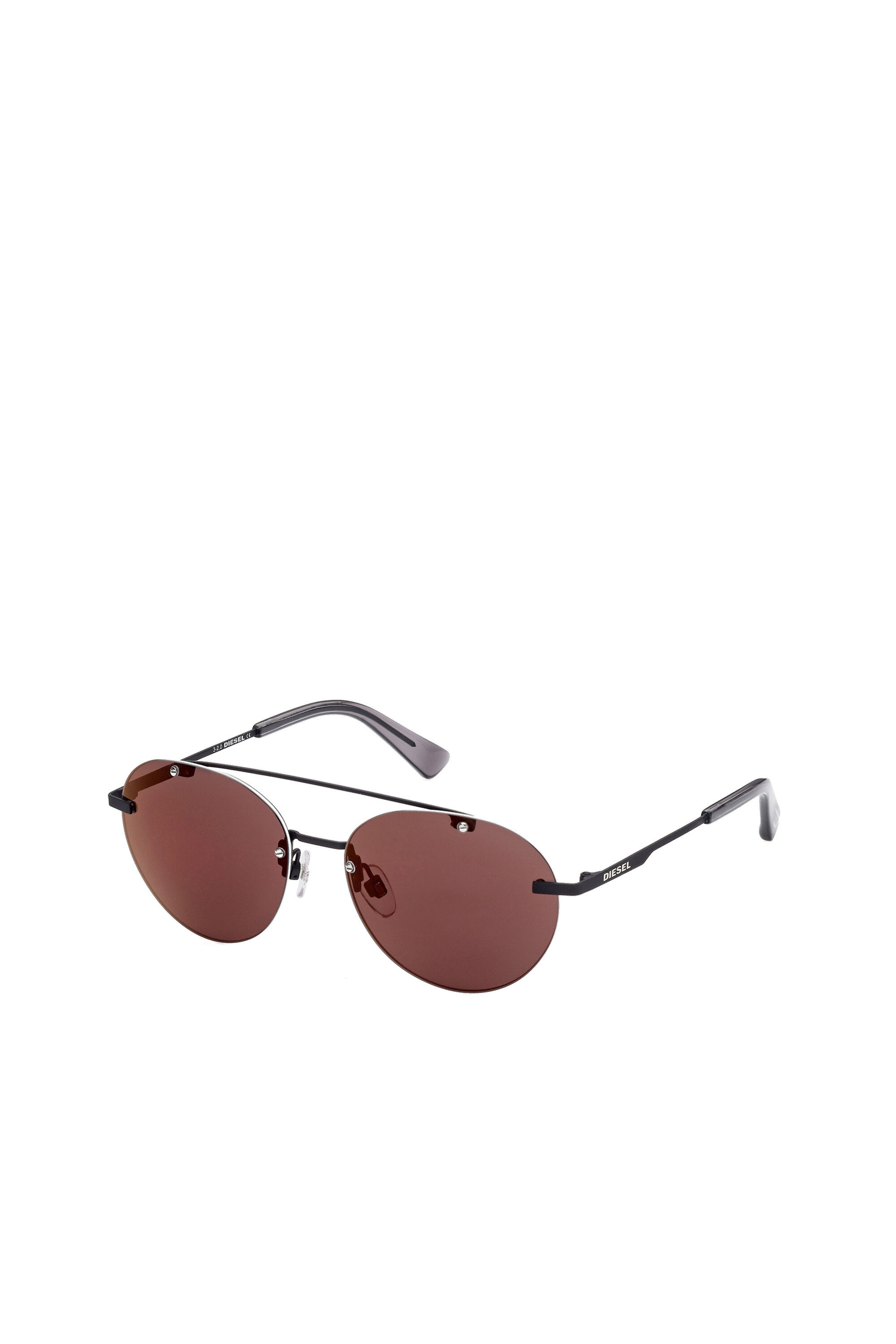 Diesel - DL0351, Unisex's Round sunglasses with lightweight metal construction in Black/Red - 2