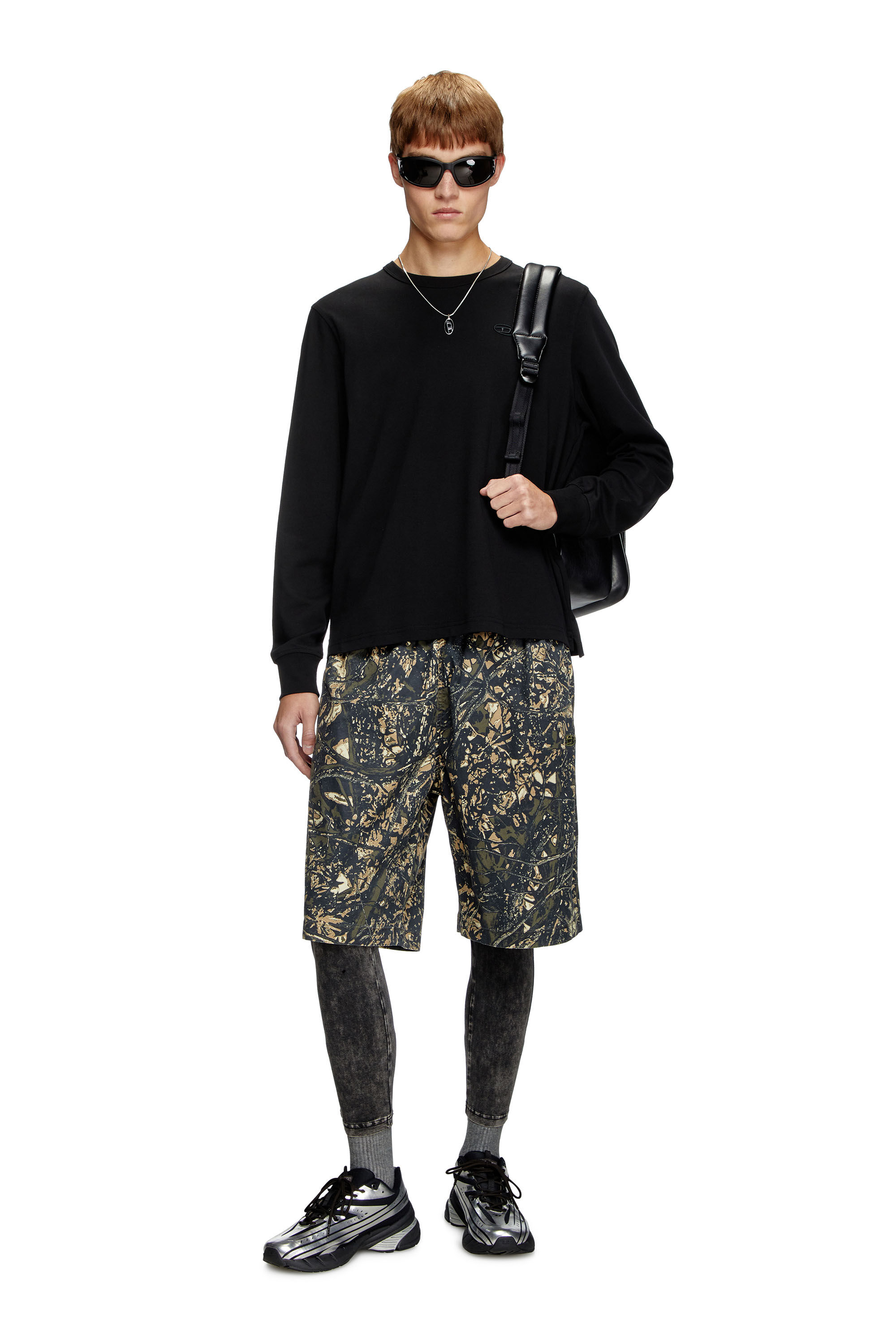 Men's Long-sleeve T-shirt with logo embroidery | Black | Diesel US