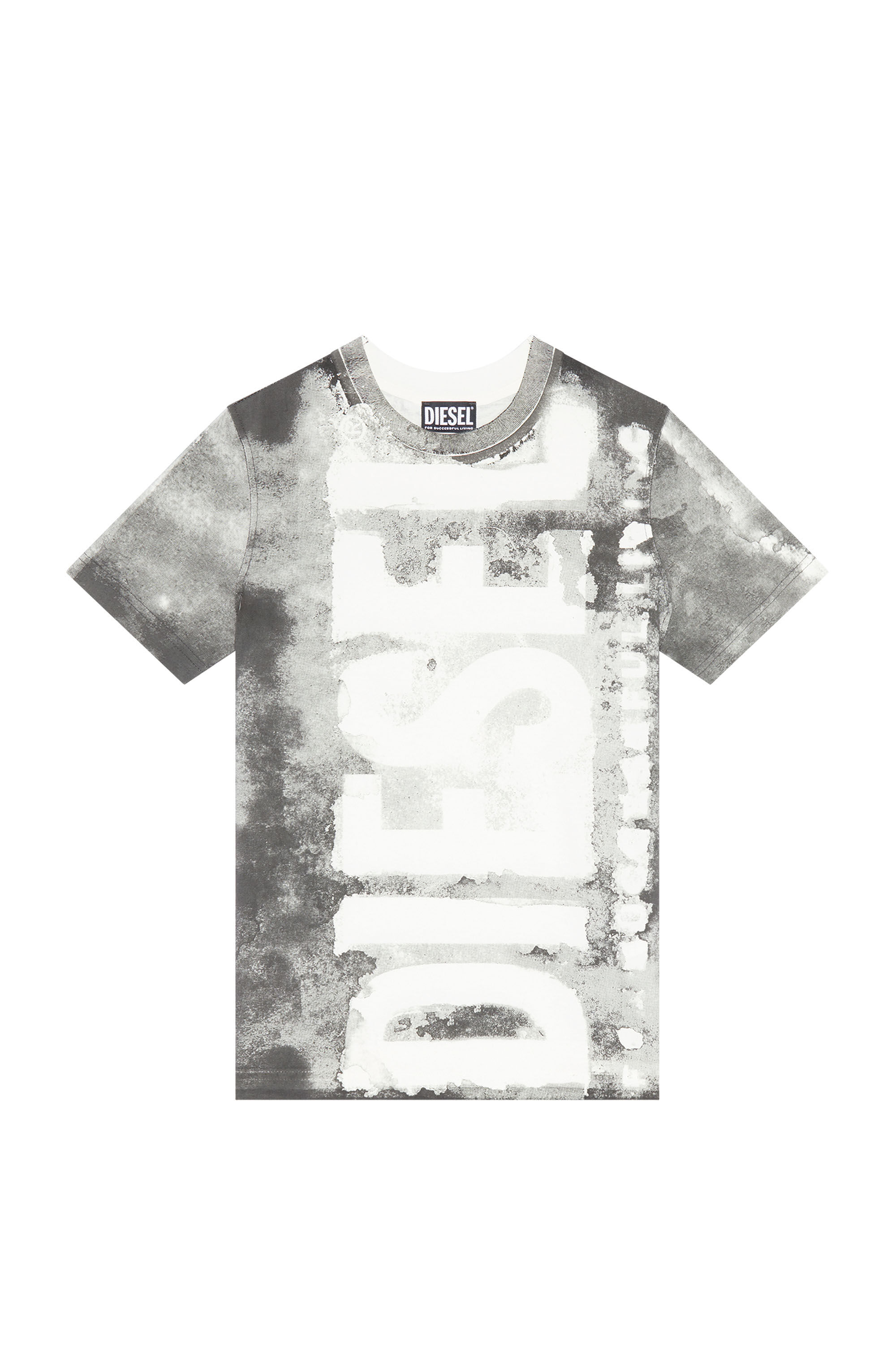 Diesel - T-REG-G1, Woman's T-shirt with bleeding-effect logo in Grey - 2