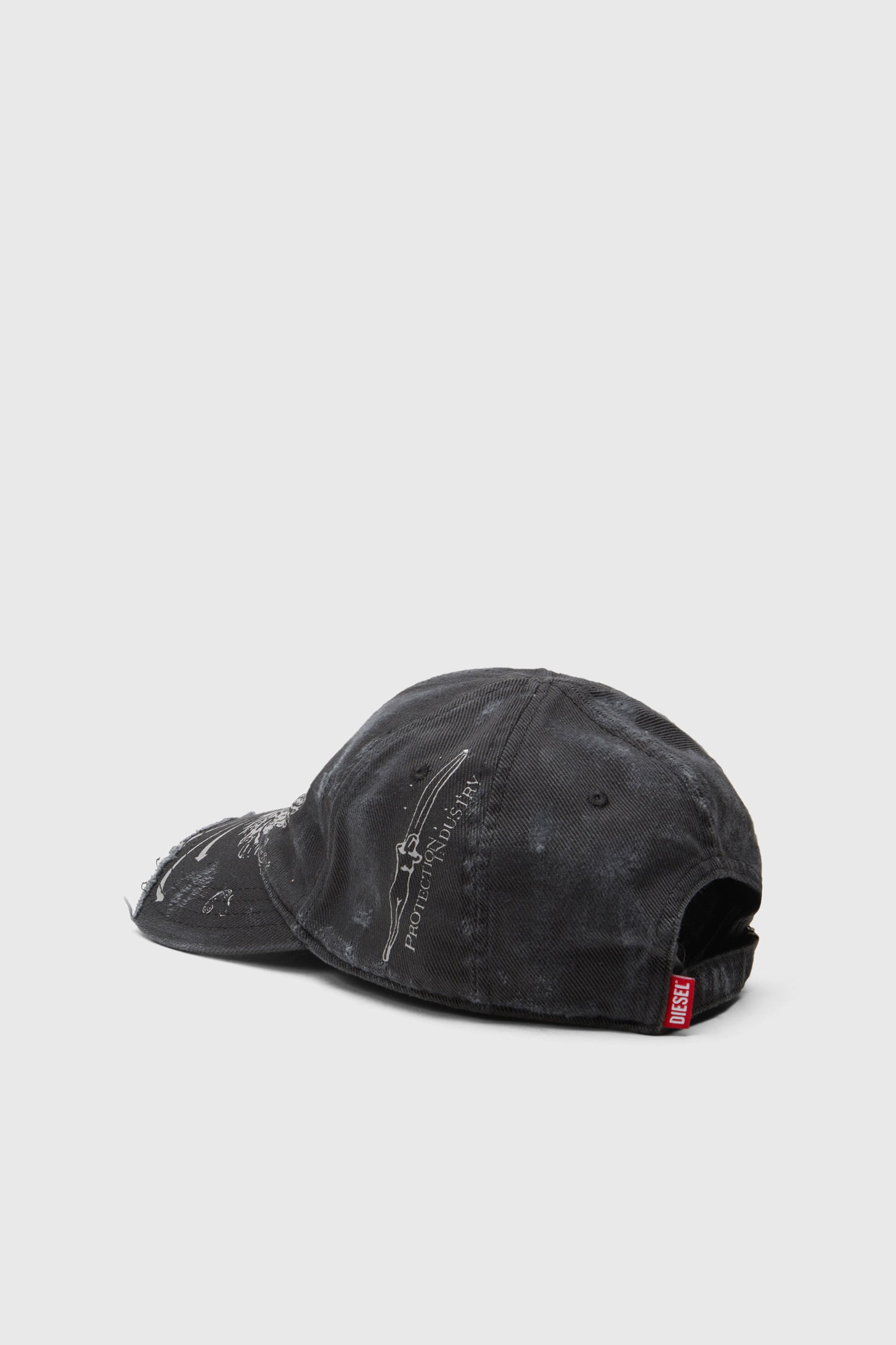 Men's Distressed baseball cap with Phoenix print | Black | Diesel US